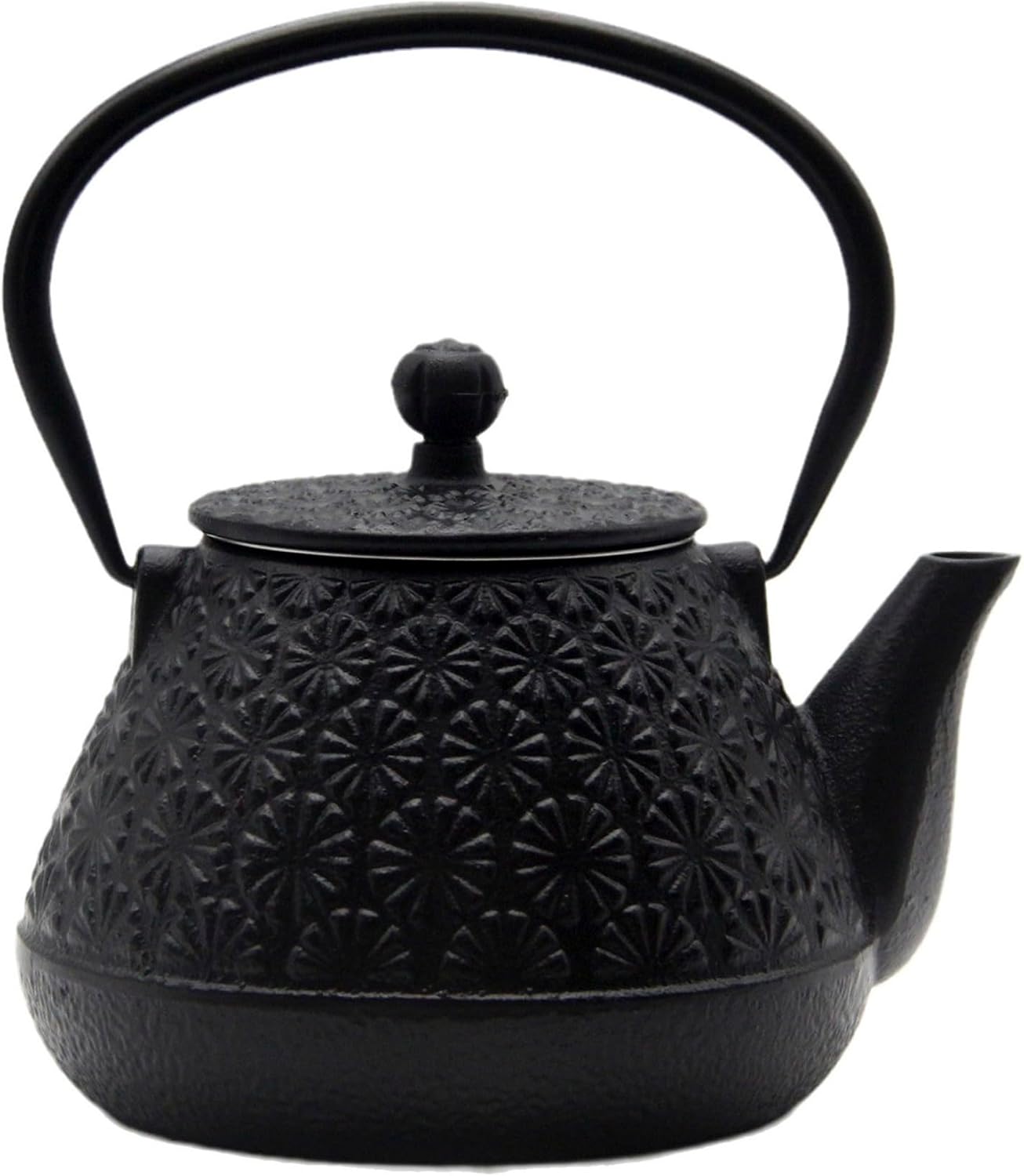 203oz Small Cast Iron Tea Kettle Sechudo Black Gerbera Pattern