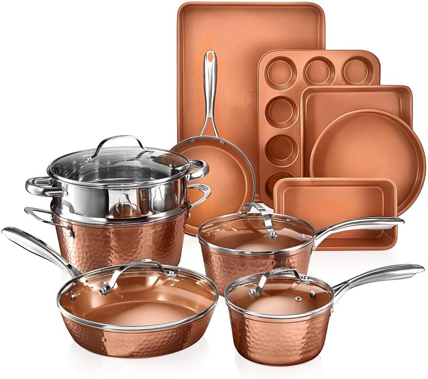 Gotham Steel 15 Pc Hammered Ceramic Cookware Set