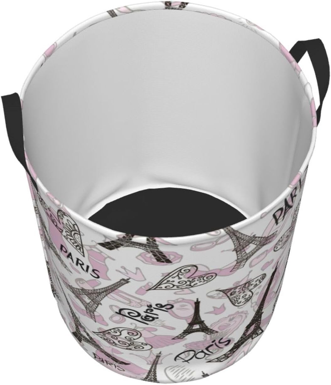Paris Eiffel Tower Waterproof Laundry Basket Collapsible with Handle