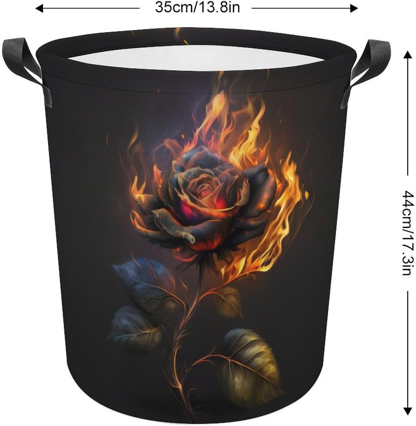 3D Rose Fire Laundry Basket for Dorms and Bedrooms