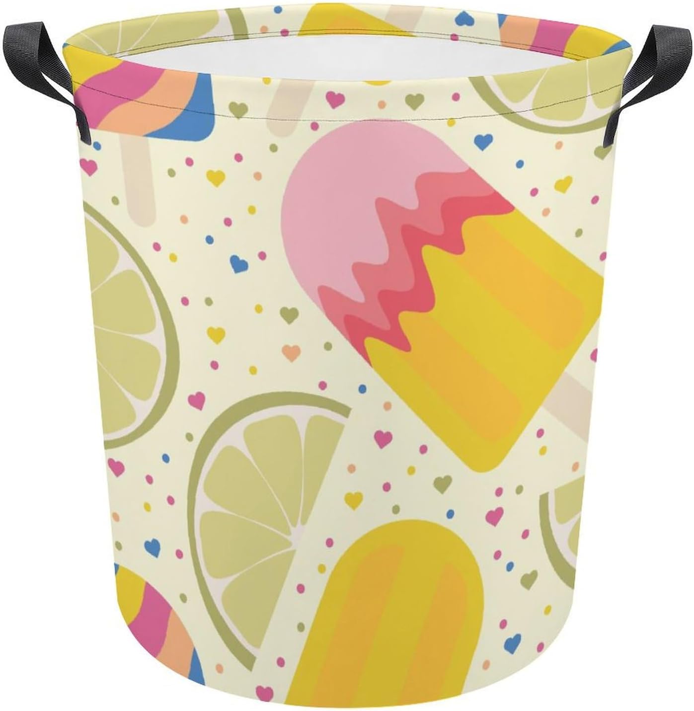 Lemon Ice Cream Laundry Hamper Summer Popsicles Basket Organizer
