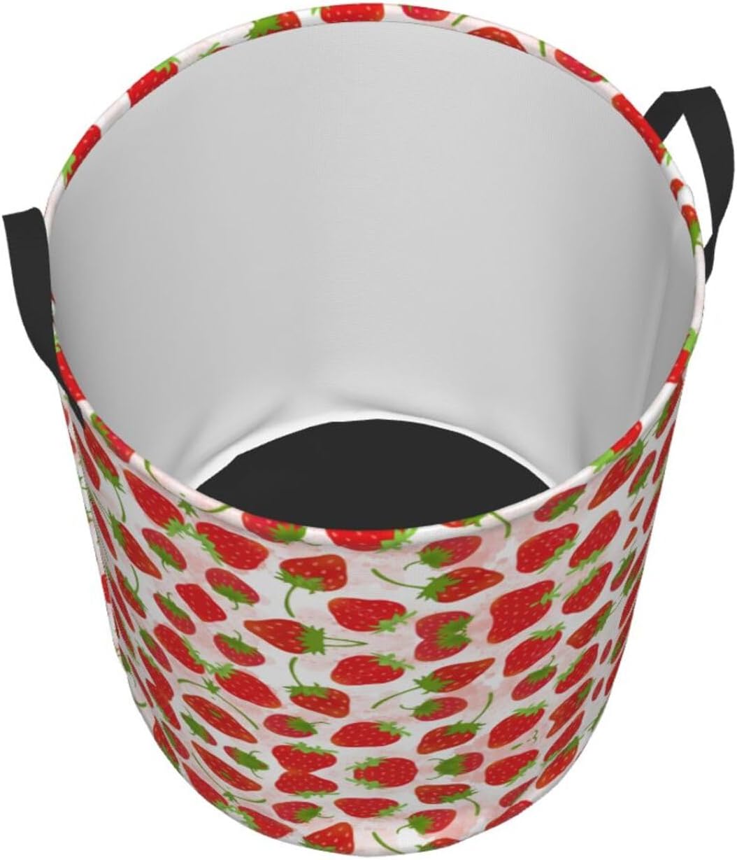 Strawberry Circular Hamper - Medium Storage Basket for Laundry and More