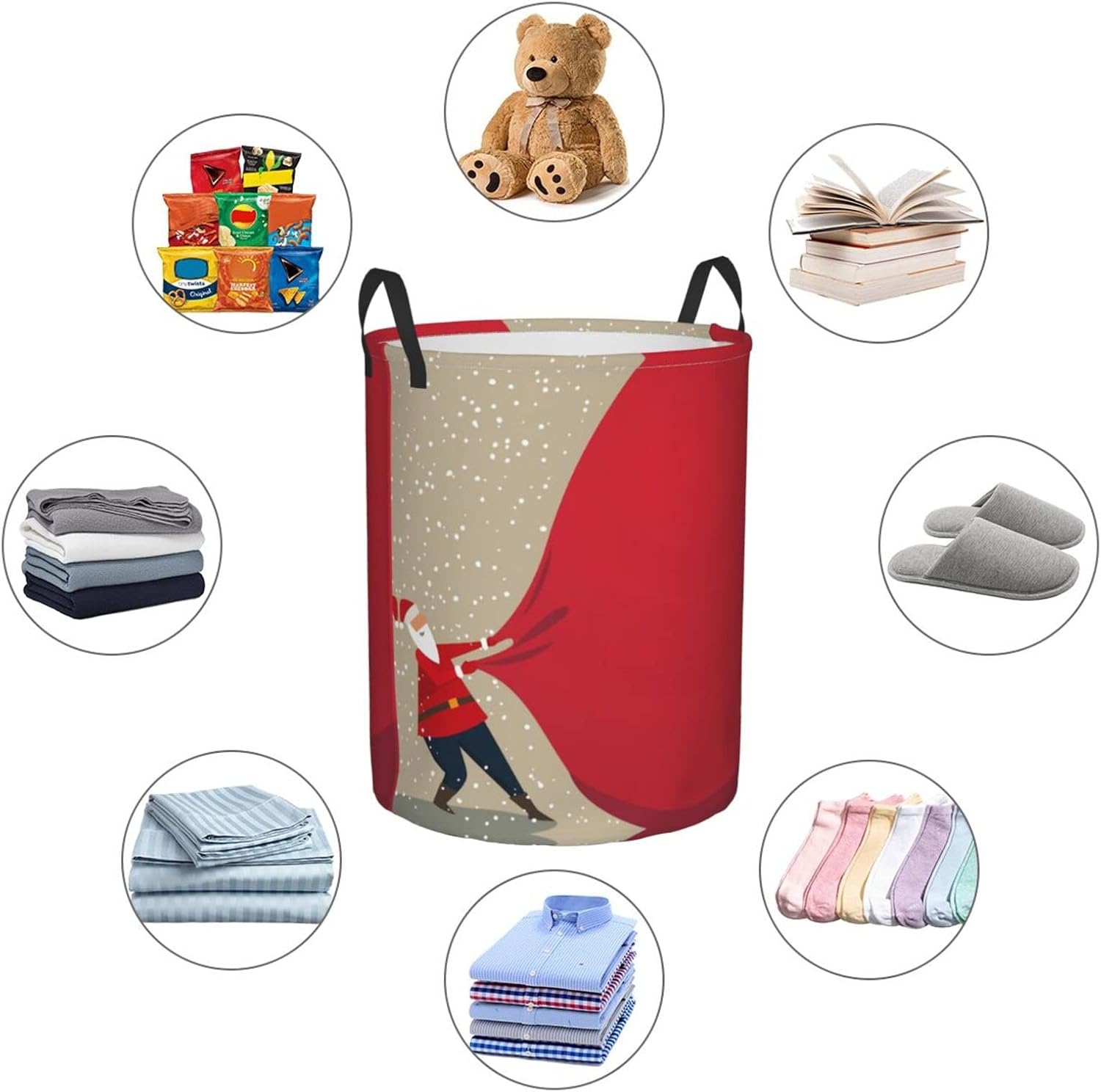 AFHYZY Christmas Foldable Laundry Basket with Handles for Easy Storage