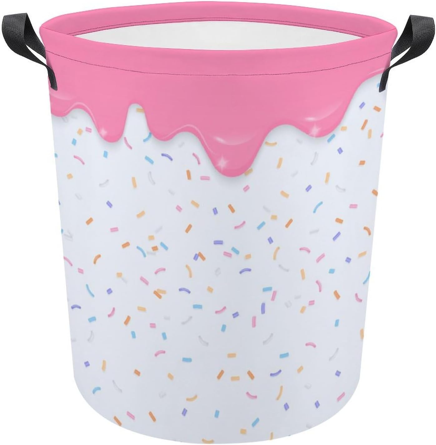 Pink Dripping Liquid Laundry Hamper Donut Basket for Dorms and Bedrooms