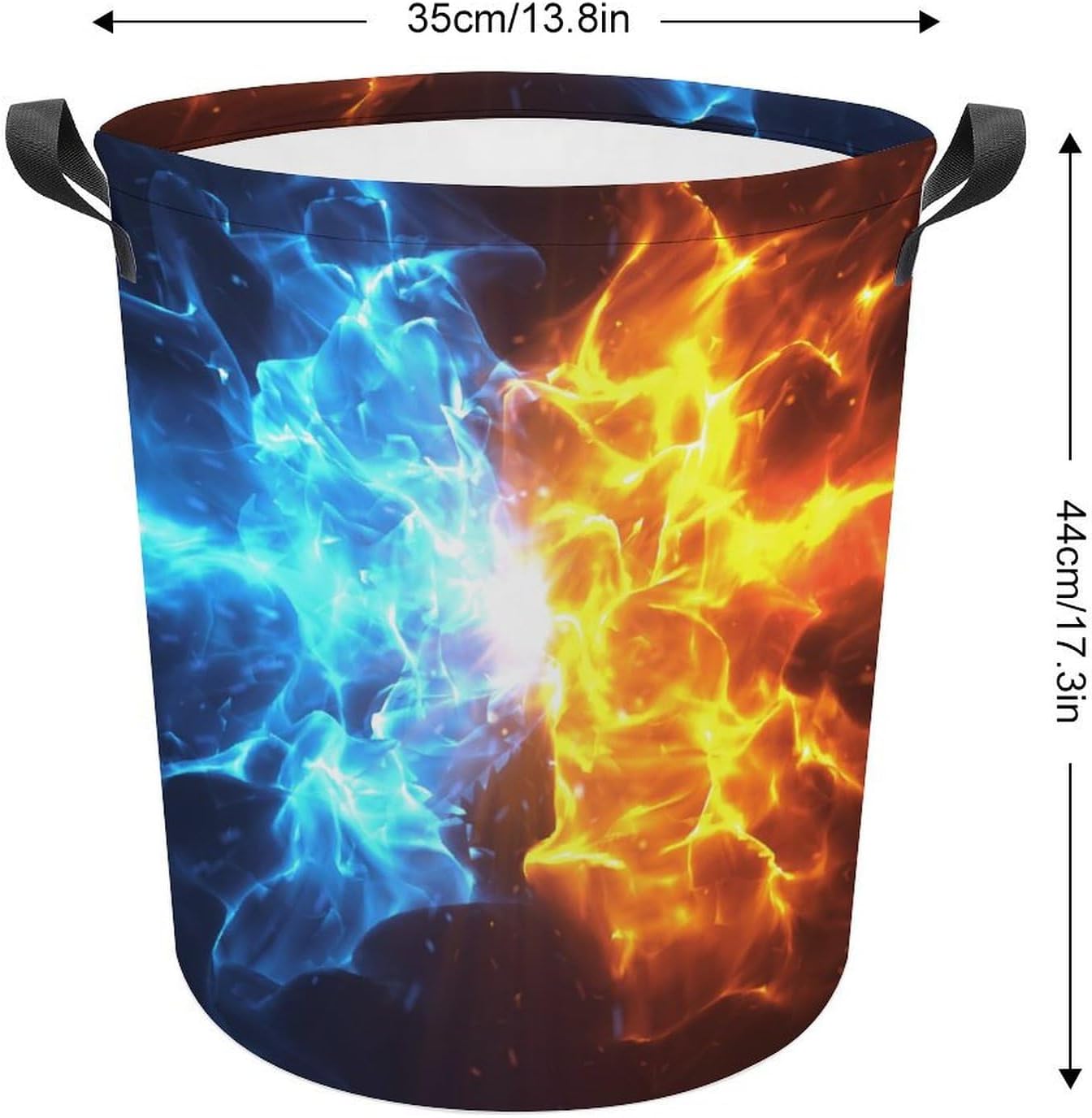 Crashing Blue and Red Flames Multi-functional Laundry Hamper - Durable and Waterproof
