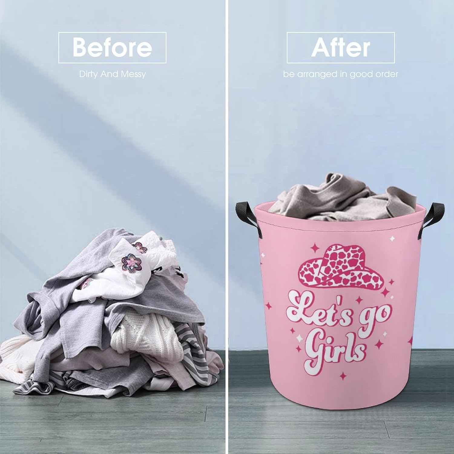 Perfect Size for Kids Pink West Cowgril Laundry Hamper