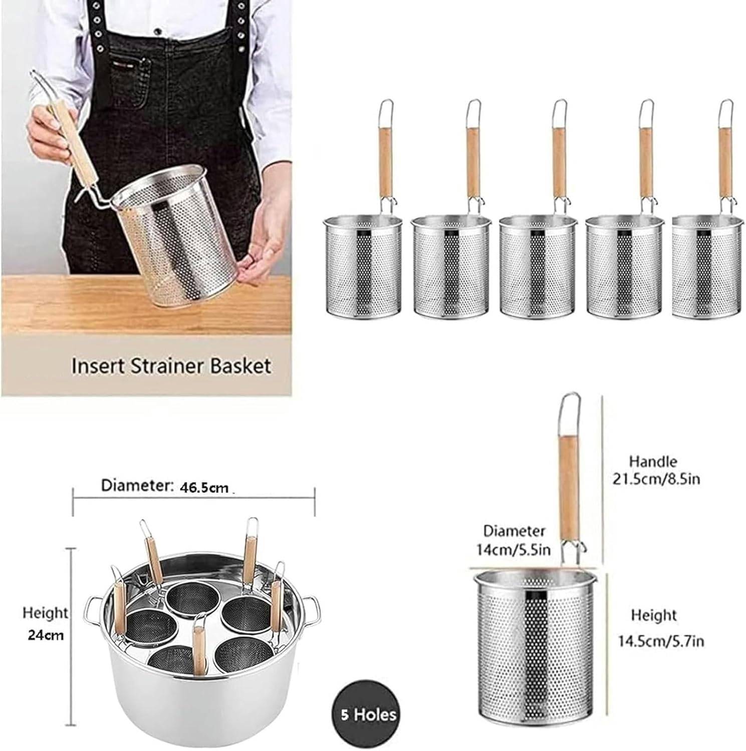 Wzglod Commercial Spaghetti Pasta Cooker Set5 Holes Durable Efficient Commercial Kitchen Tool