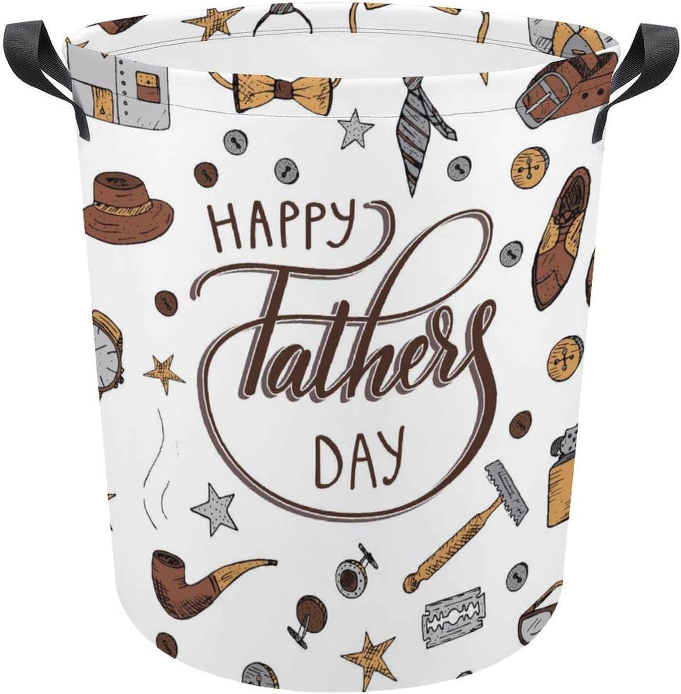 Happy Fathers Day Laundry Hamper with Waterproof Design and Carry Handles