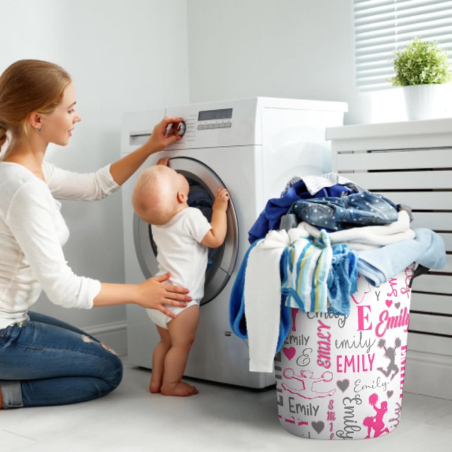 Personalized Baby Name Laundry Basket Storage Solution for Kids and Adults