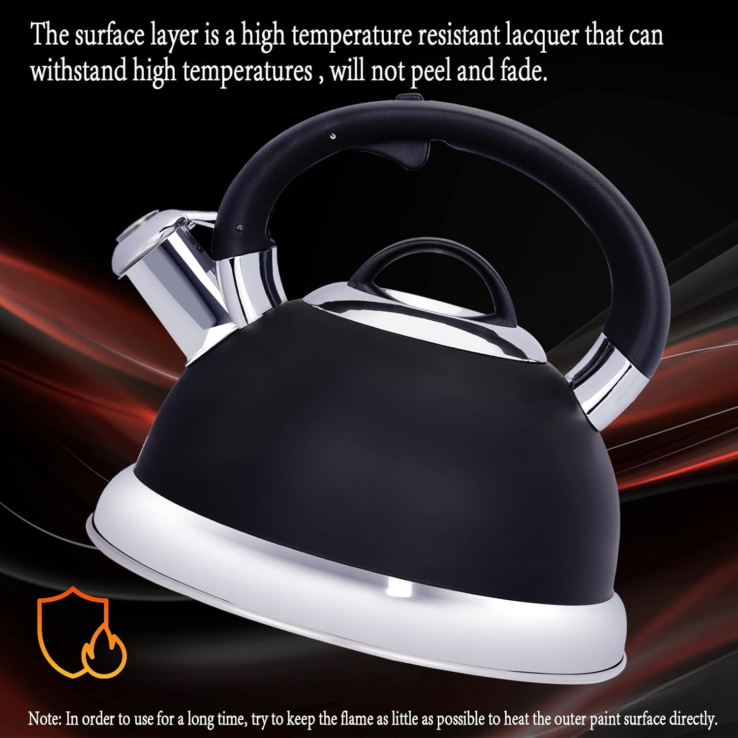 Masio 25 Quart Stainless Steel Kettle Ergonomic Design Melodic Whistle