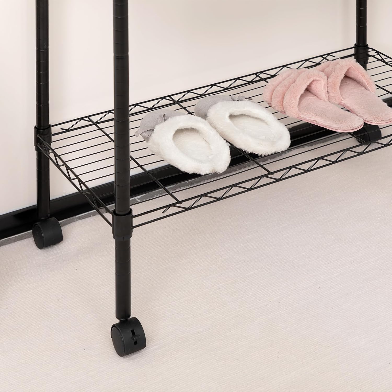ALIMORDEN Laundry Cart with Clothes Rack Black