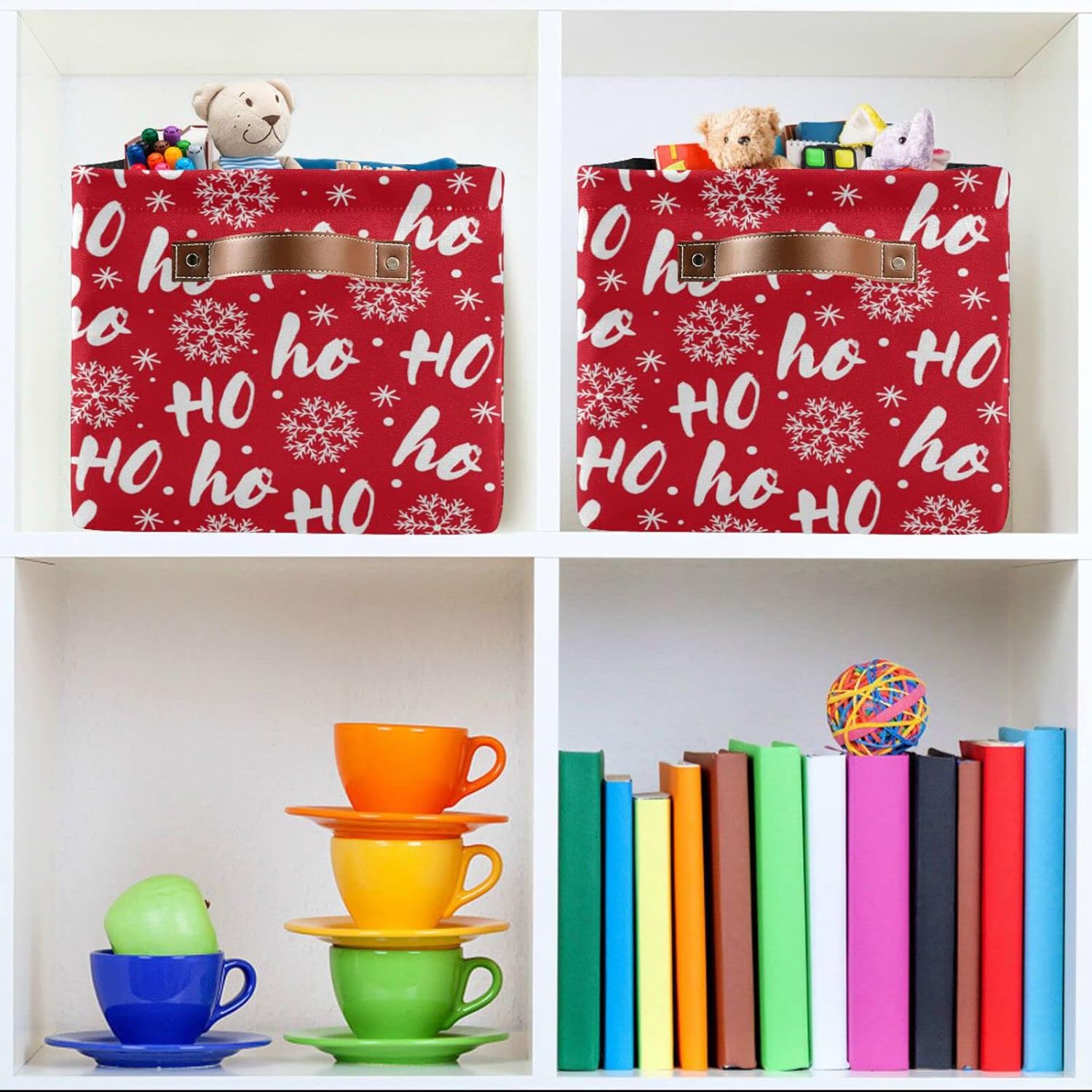 Ho White Christmas Storage Bin withHandles for Kids