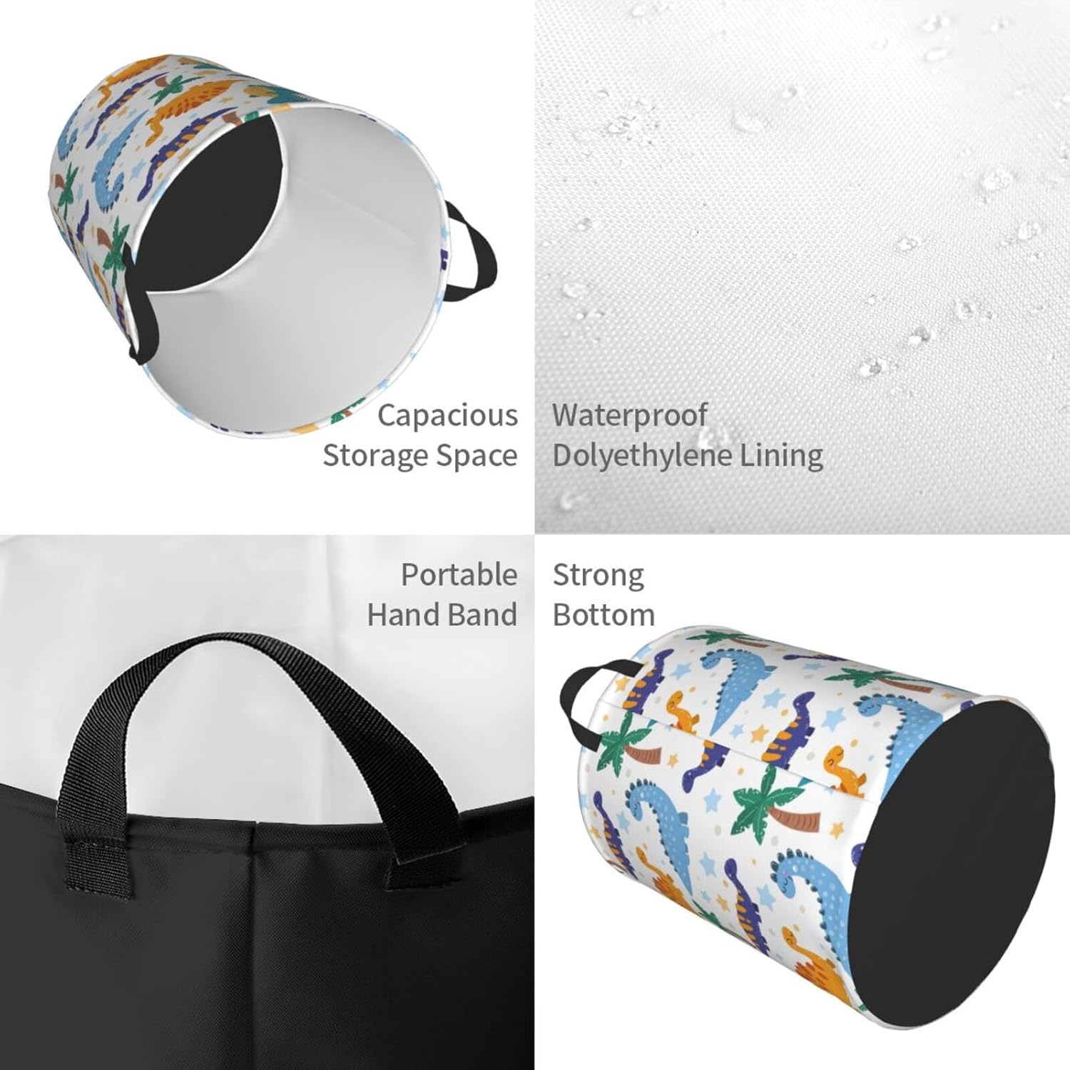 Dinosaur Laundry Hamper for Bedroom Foldable Easy to Carry