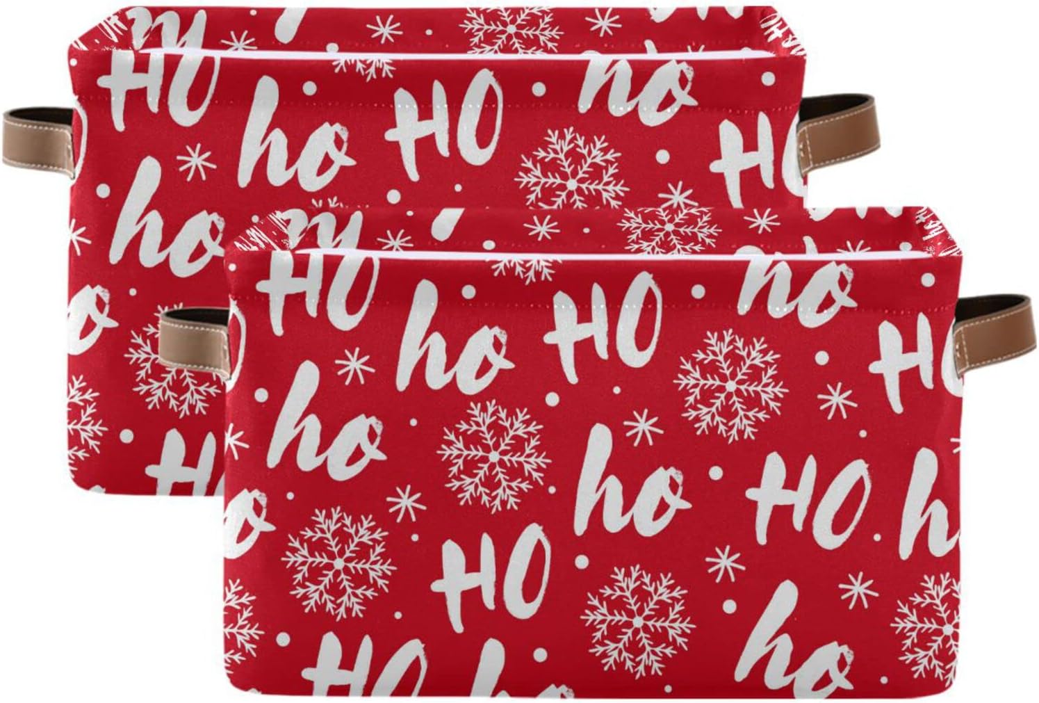 Ho White Christmas Storage Bin withHandles for Kids