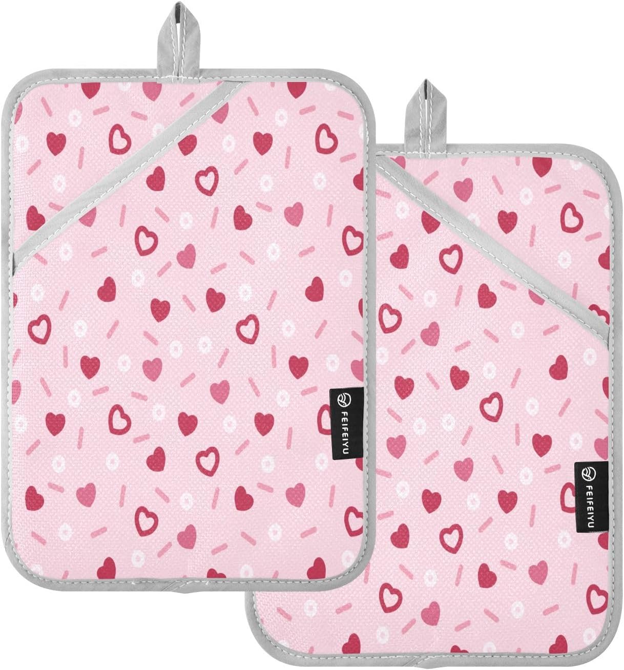 Pink Love Hearts 2-Pack Pot Holder Set