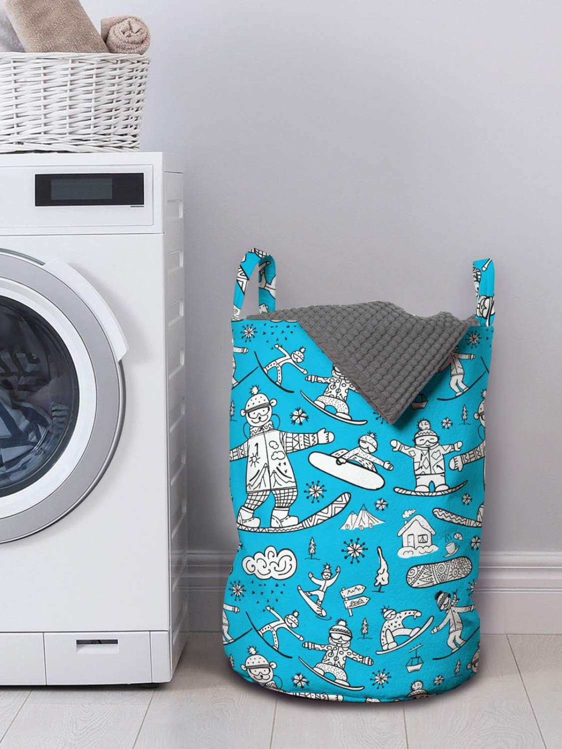 Ambesonne Ski Pattern Laundry Bag