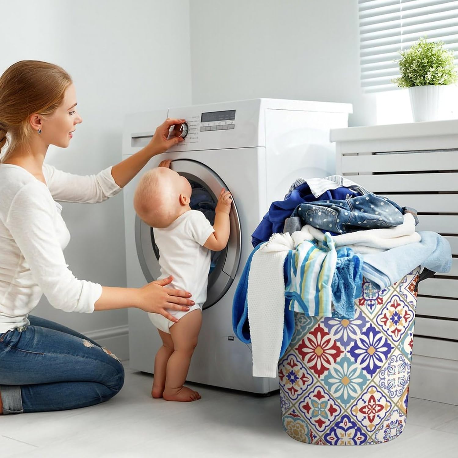 Colorful Patchwork Laundry Basket