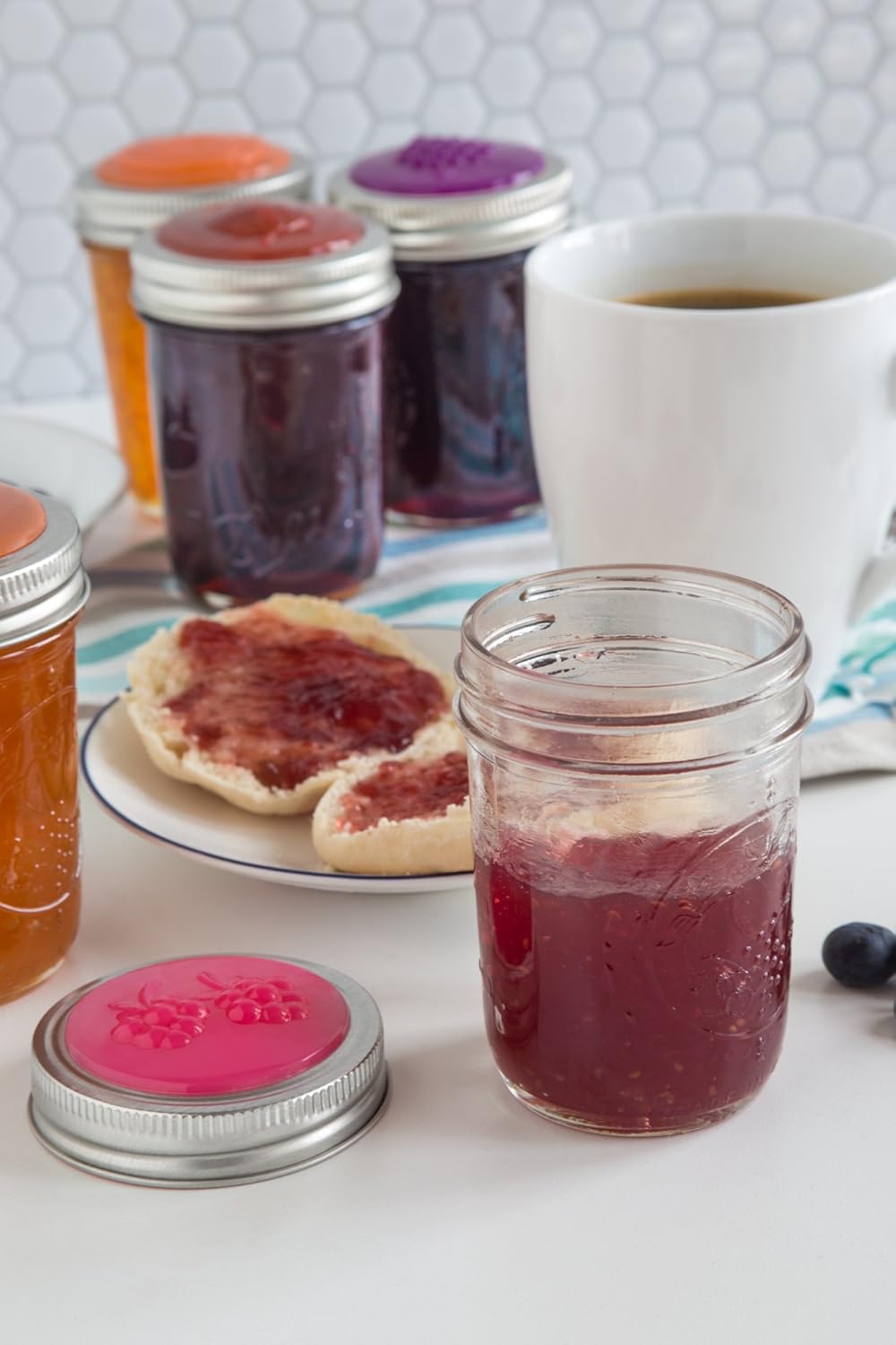 Jarware Orange JellyLid Set for Mason Jars Durable BPA Free