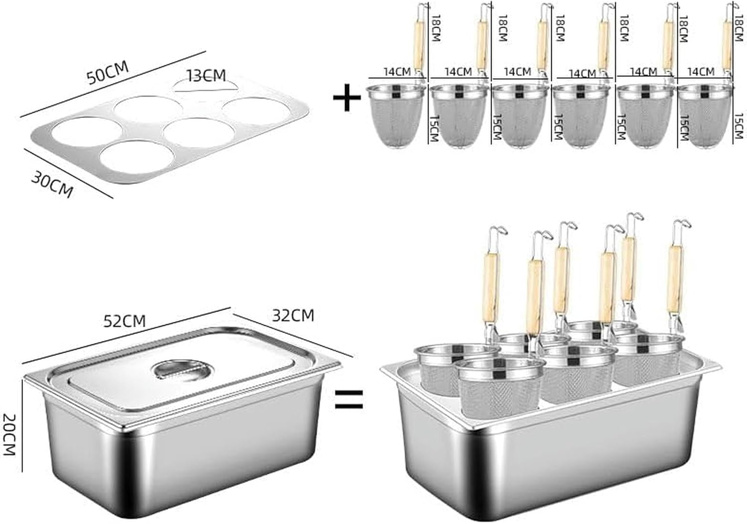 UNbit 6-Piece Stainless Steel Pasta Cooker Set with 6-Pasta Dishes