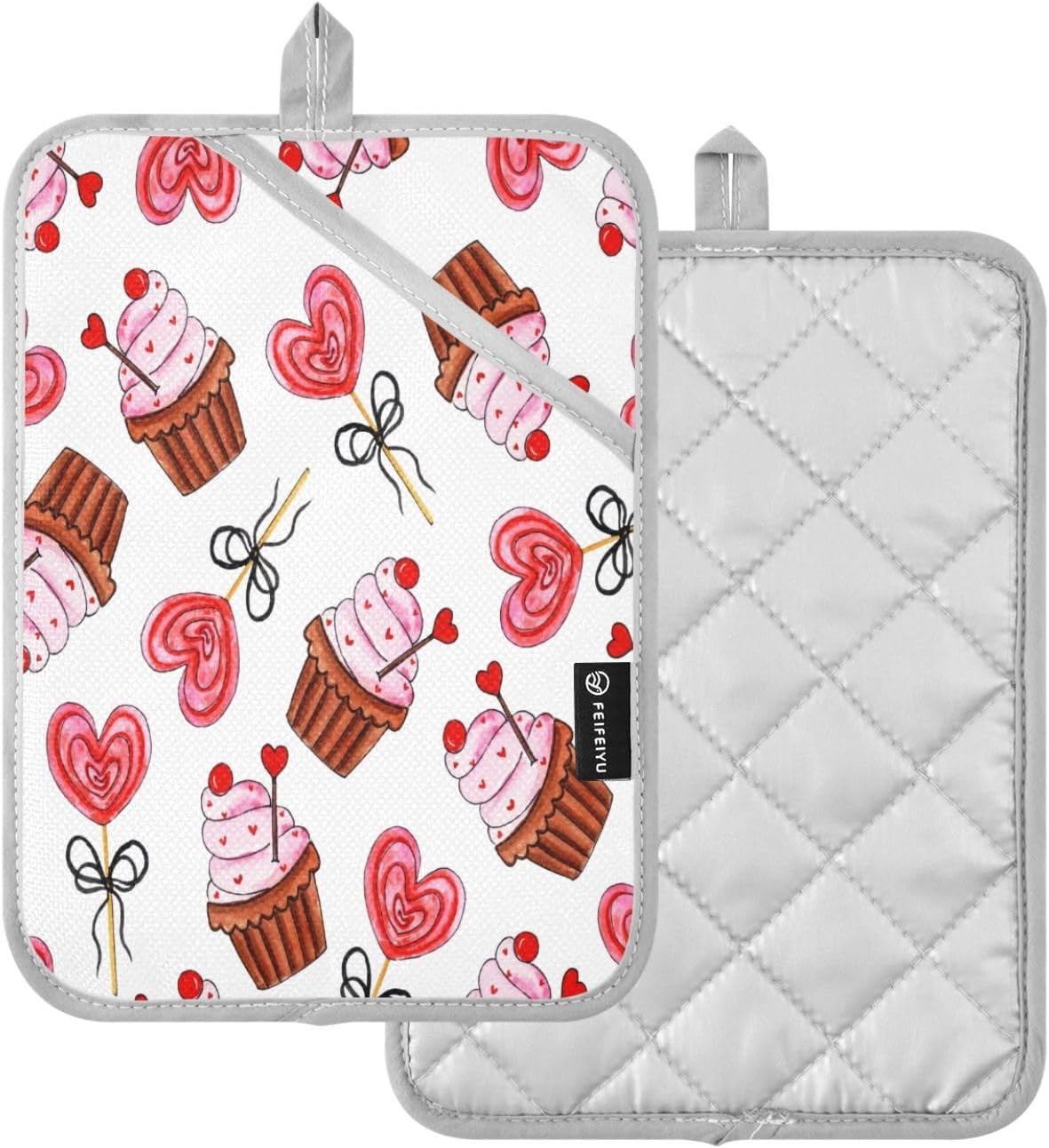 KCldeci Colorful Valentine Heat Resistant Potholders Set