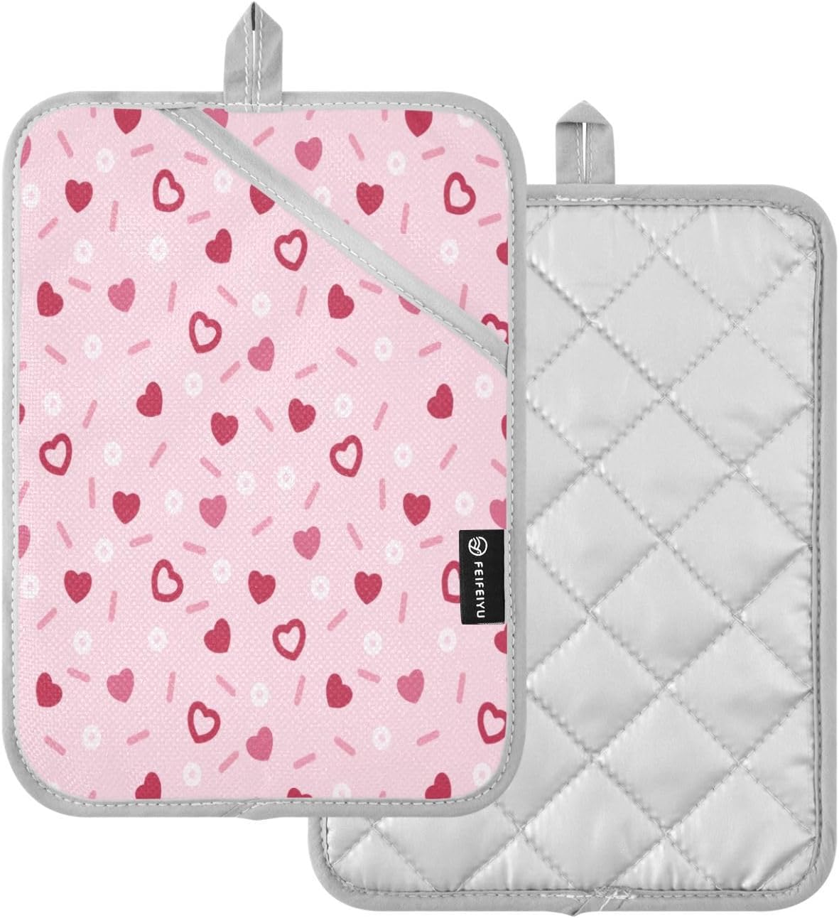 Pink Love Hearts 2-Pack Pot Holder Set