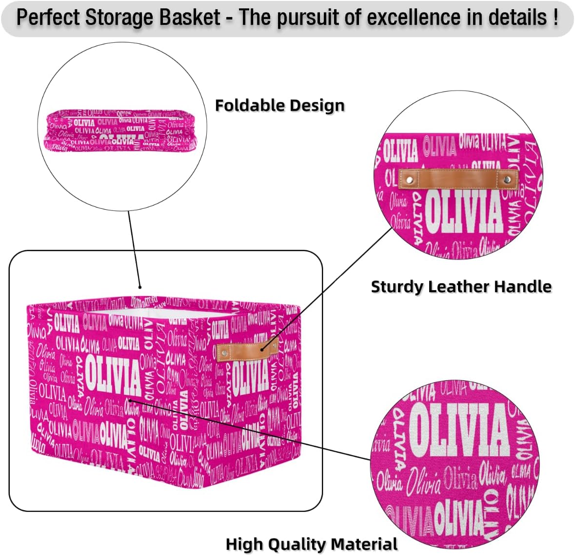 Personalized Foldable Storage Basket with Name