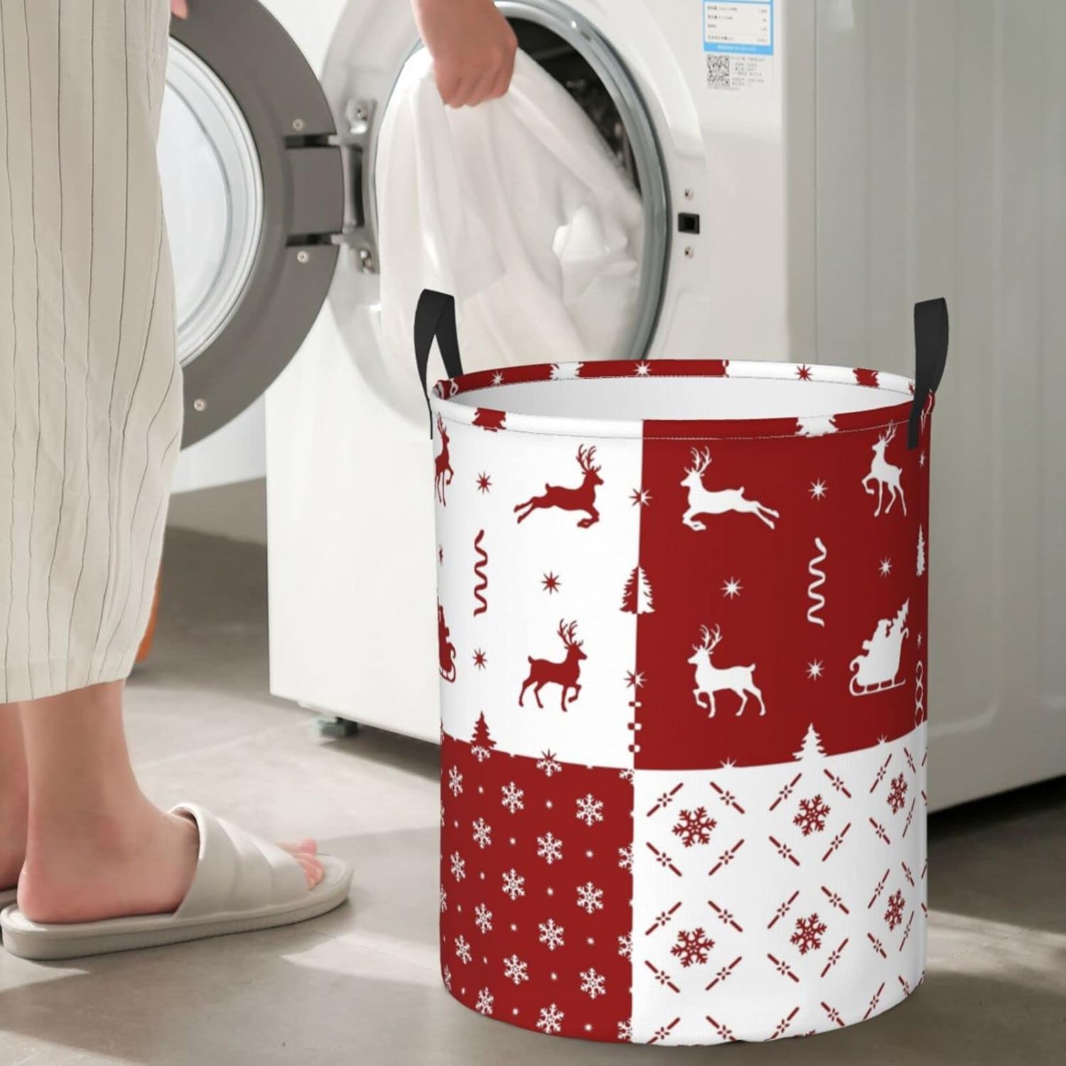 Reusable Christmas Laundry Hamper with Easy Handles Durable and Space-Saving