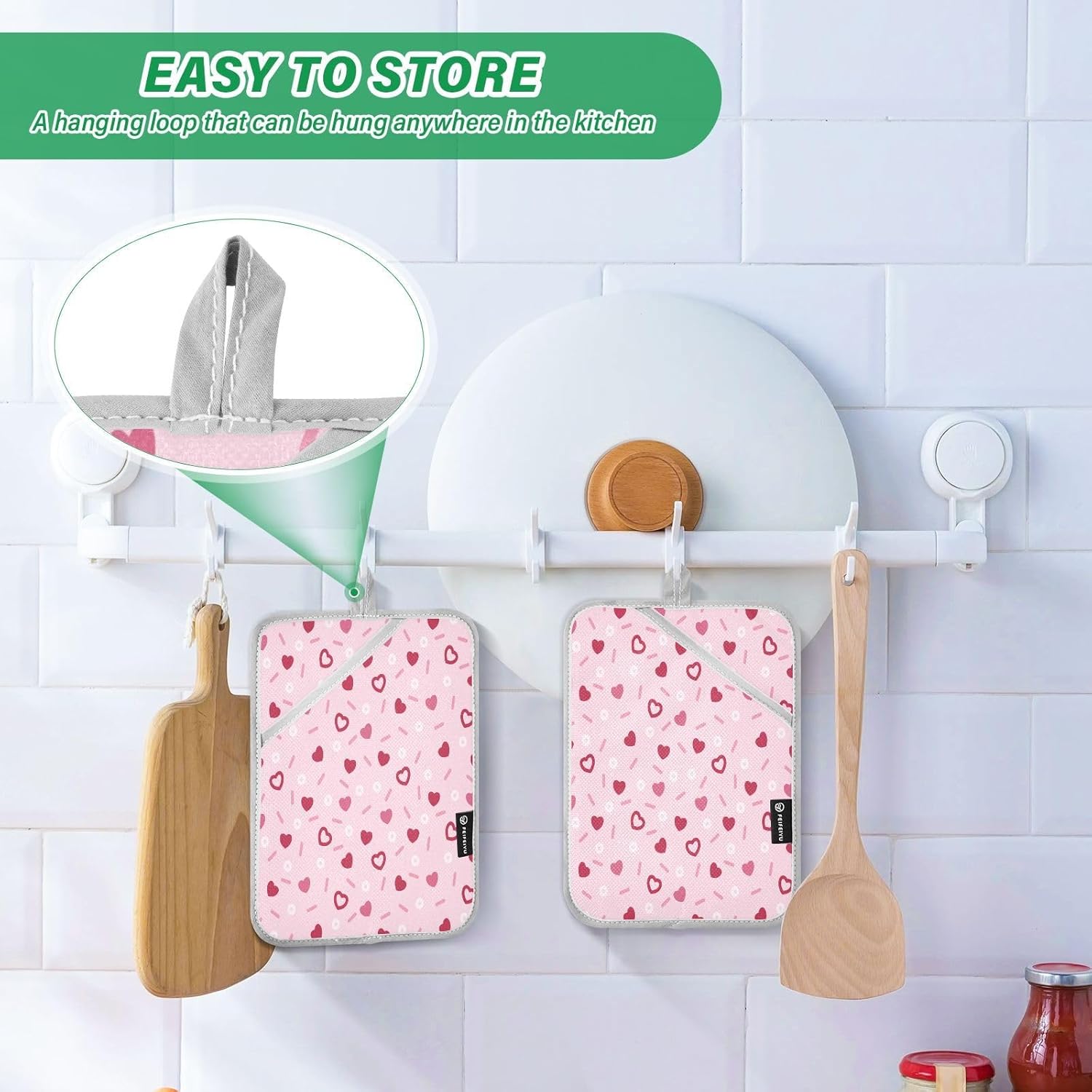 Pink Love Hearts 2-Pack Pot Holder Set