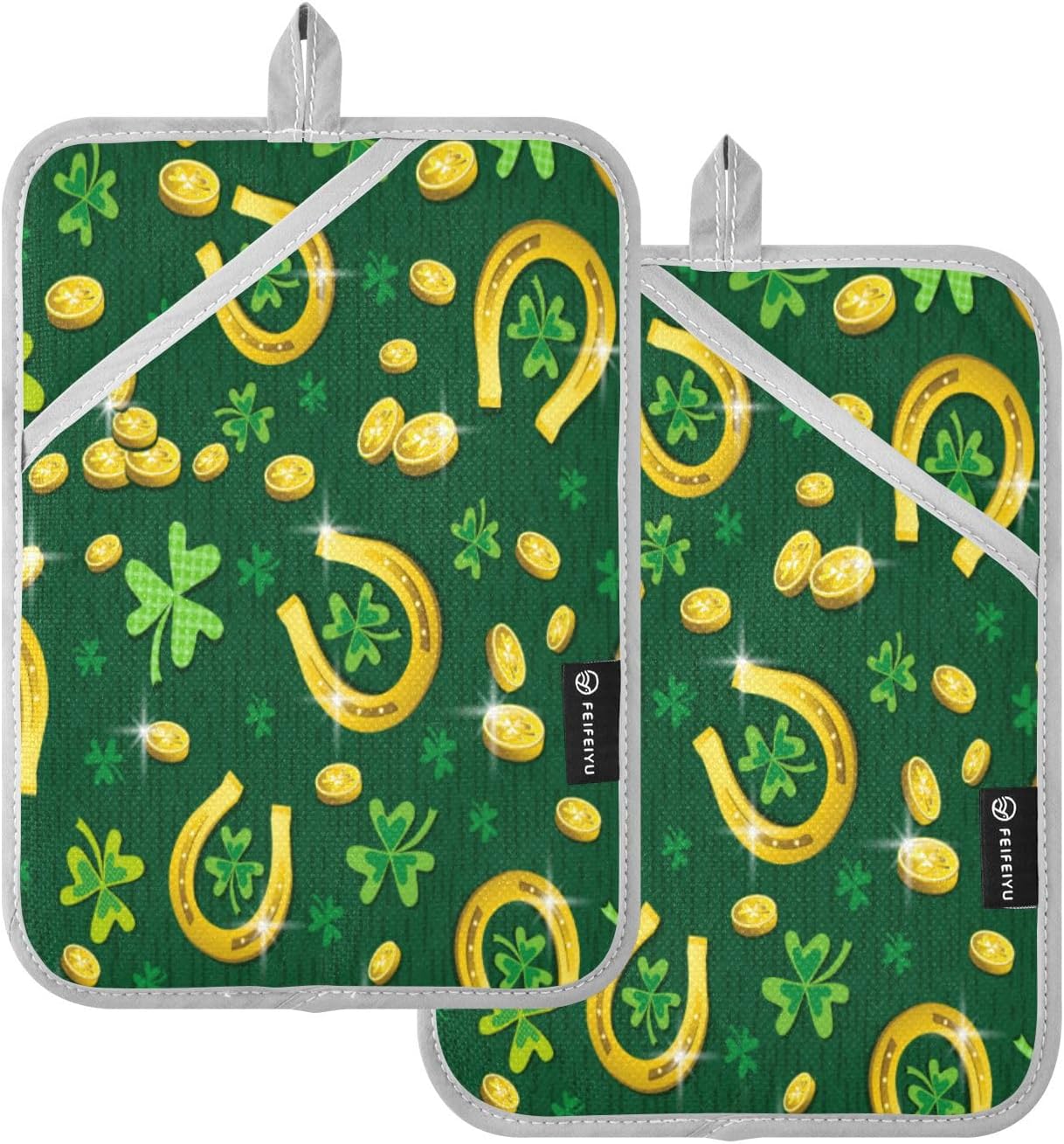 Kcldeci Heat Resistant Potholders Green Patricks Day Set 2Pack