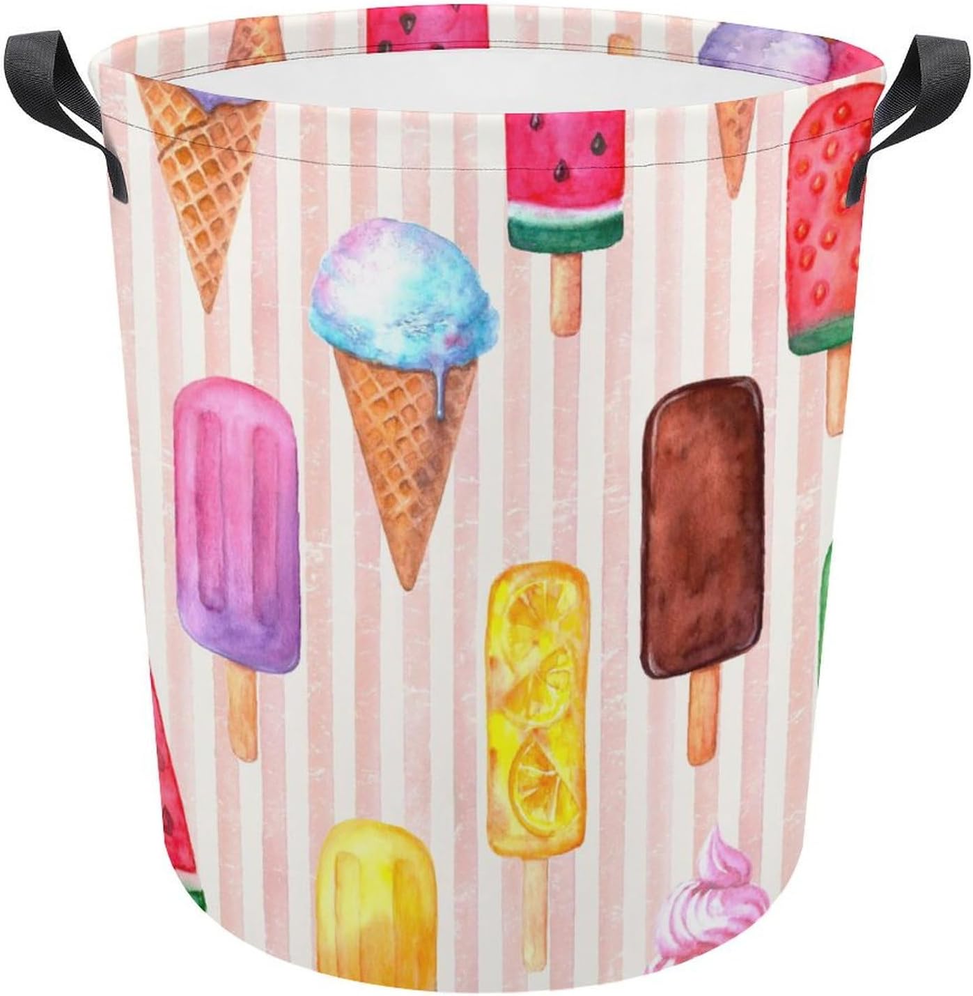 Retro Watercolor Ice Cream Laundry Hamper