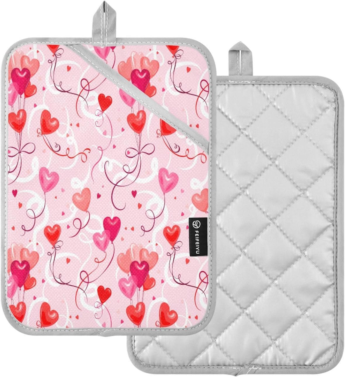 Kcldeci Heart Shape Balloons 2Pack Pot Holder Set Heat Resistant Easy to Use