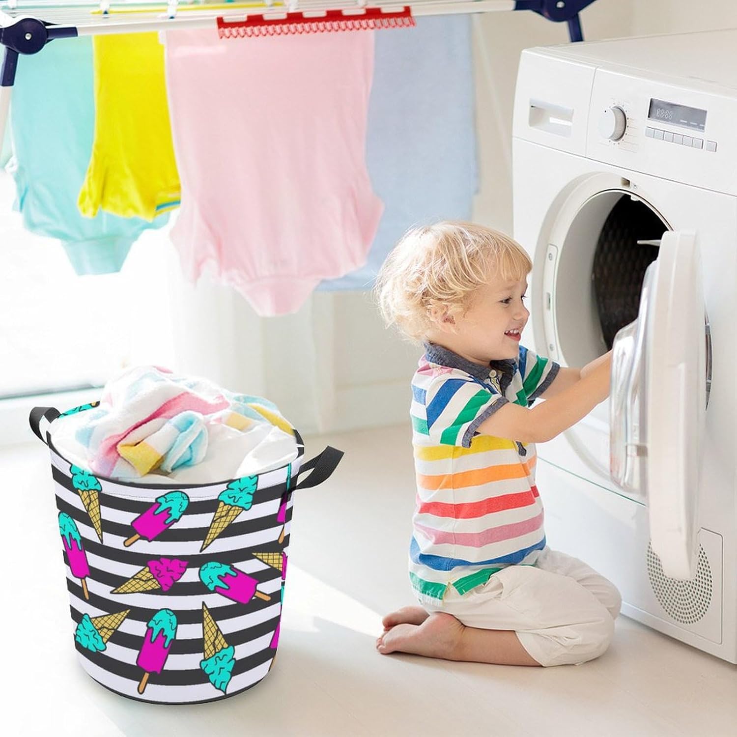 Compact Colorful Summer Laundry Hamper