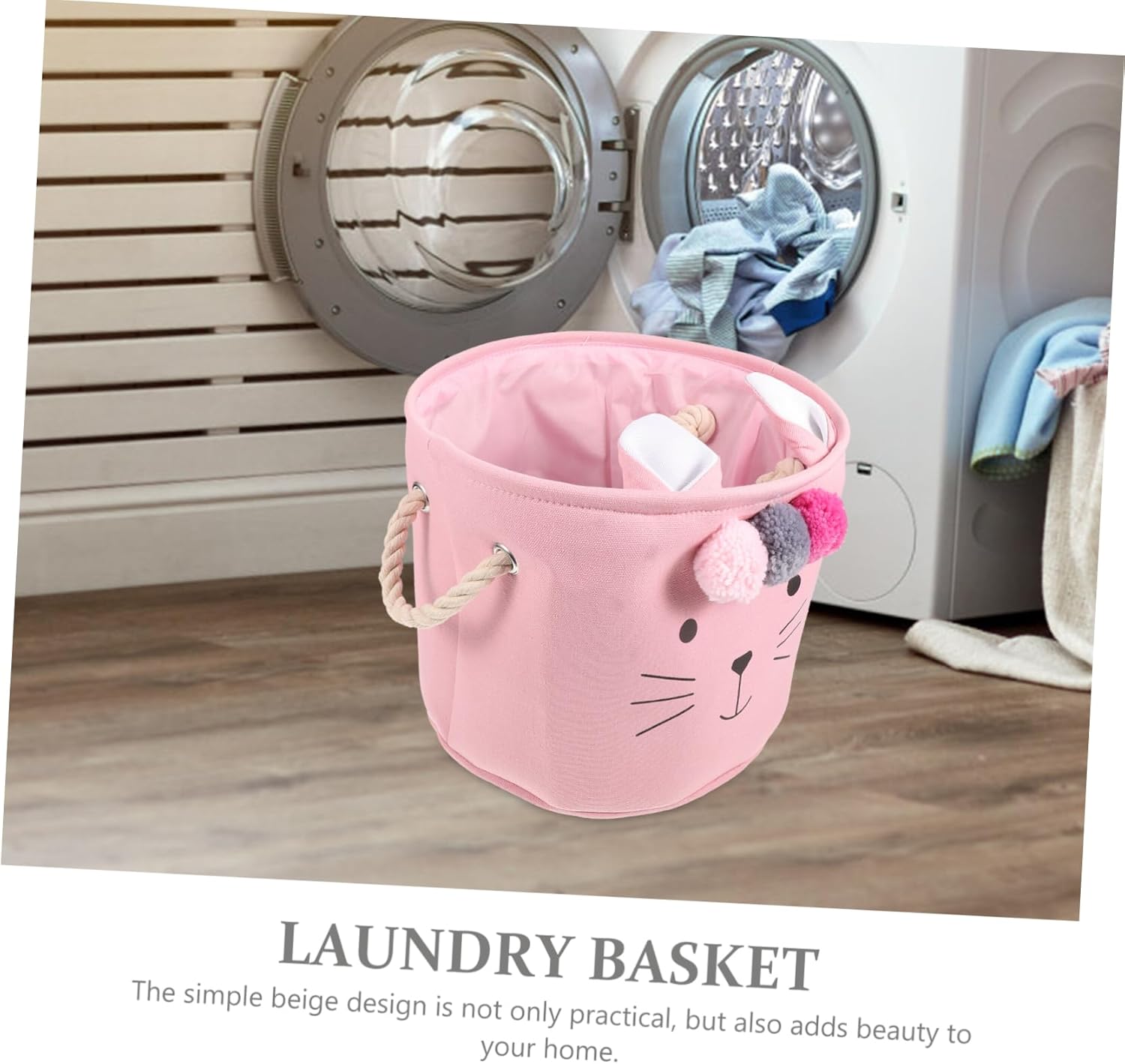 Yardenfun Baby Laundry Hamper with Handle Collapsible Storage Basket for Nursery