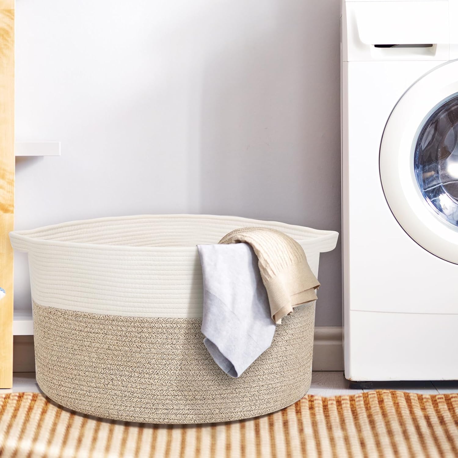 Fixwal Large Rope Laundry BasketSturdy Stylish Storage Basket