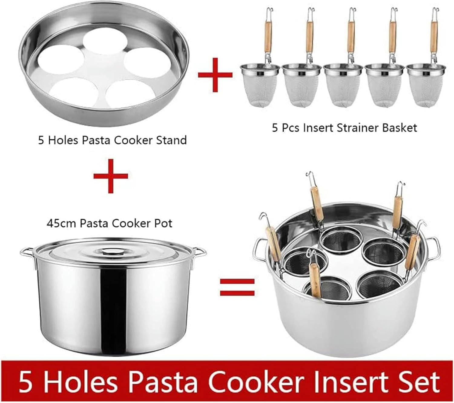 Stainless Steel Pasta Cooker Set Durable Multi-functional Cooking Pot