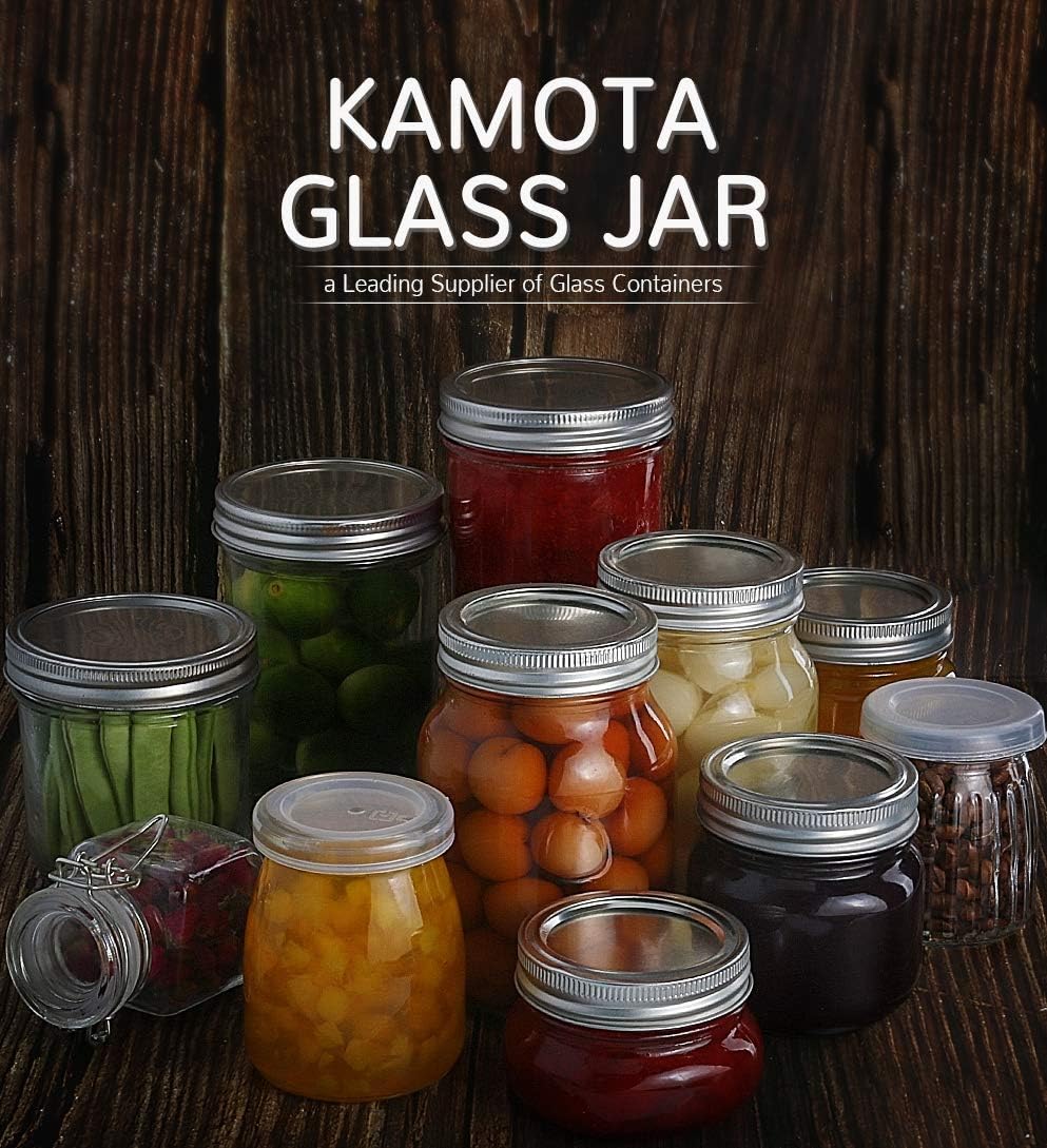 KAMOTA Mason Jars 8oz with Silver Lids 24pack