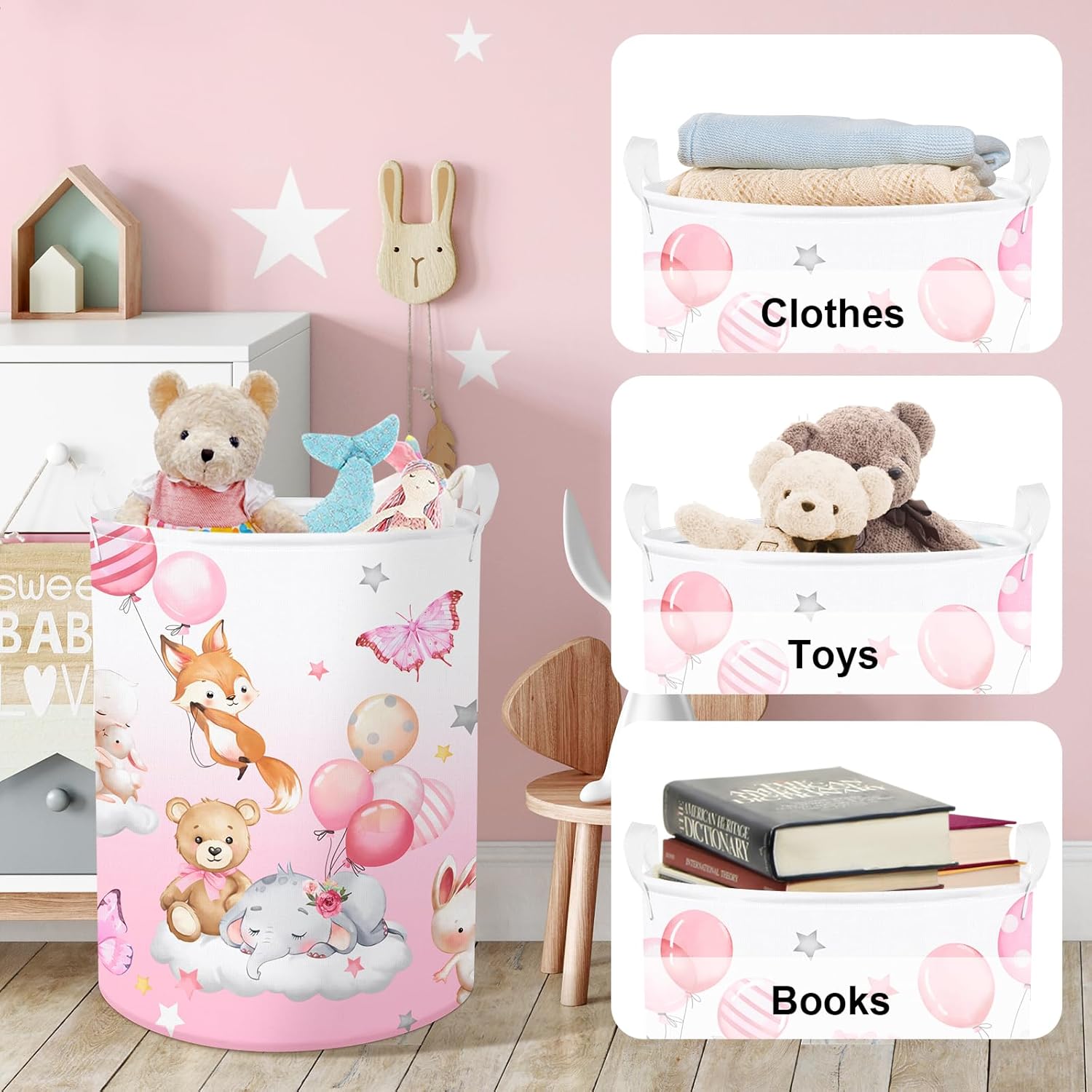 Clastyle Pink Balloon Animal Storage Basket