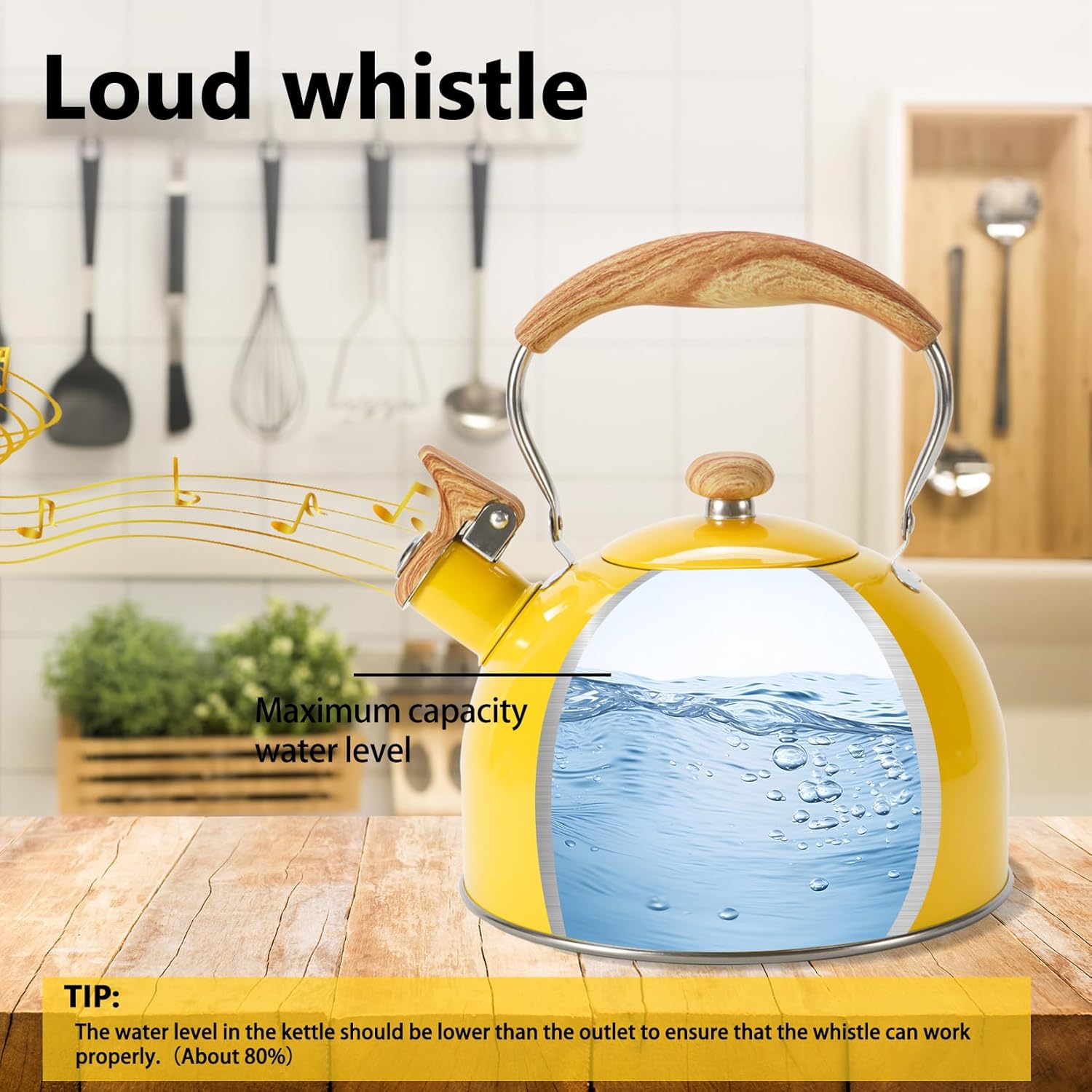 Foedo Whistling Tea kettle 26 Quart Effortlessly Heating Safe Durable