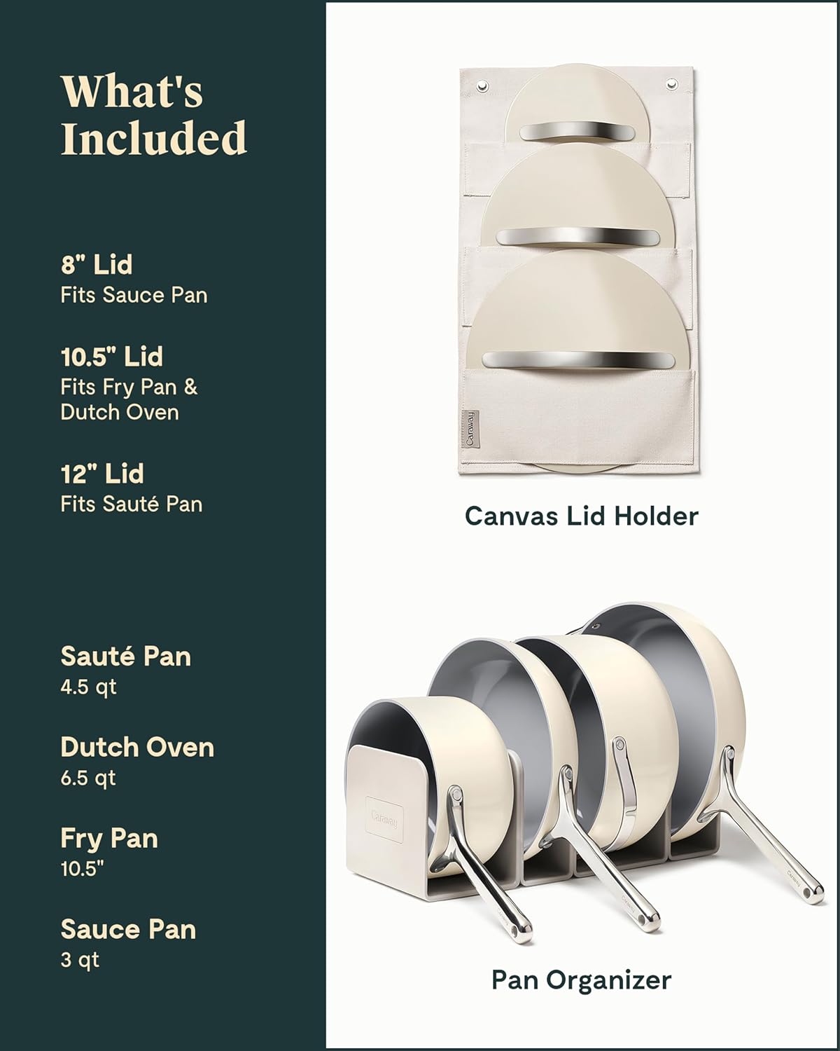 Caraway Nonstick Ceramic Cookware Set 12-Piece Oven Safe Compatible with All Stovetops