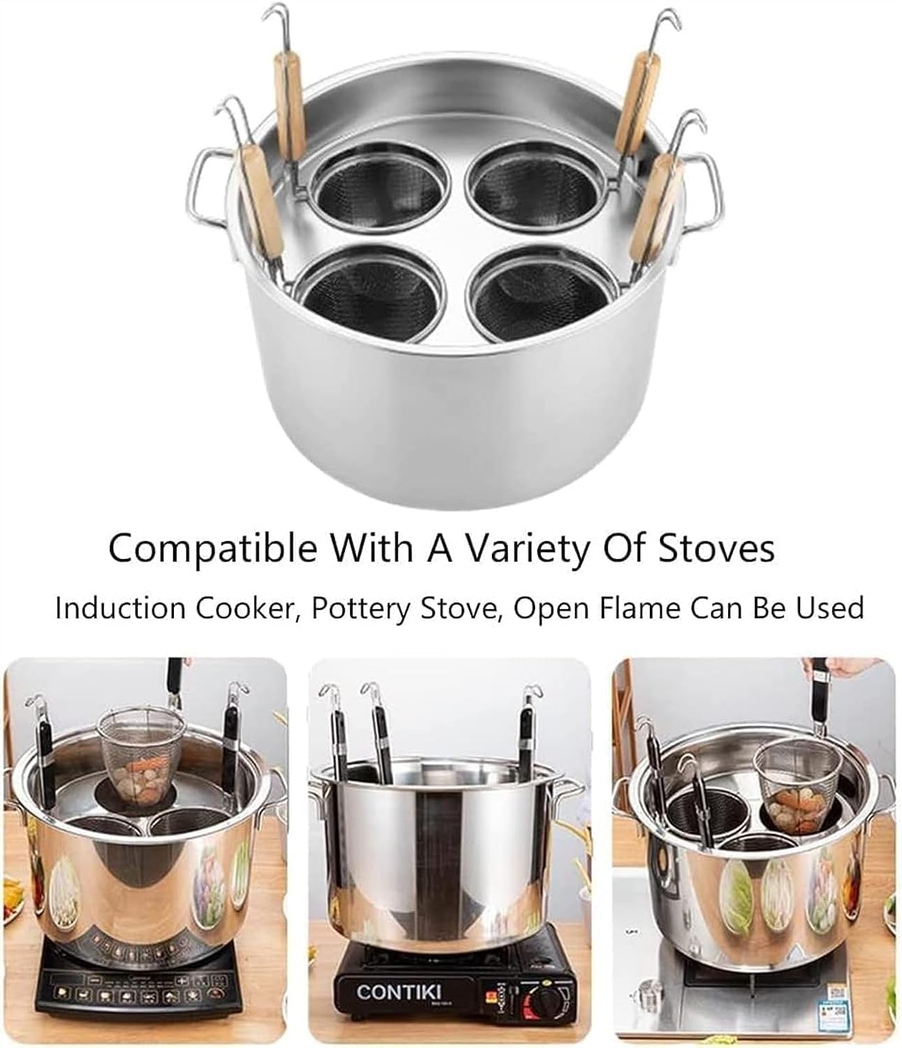 UNbit Stainless Steel Pasta Cooker With Strainer Durable Cooking Tool