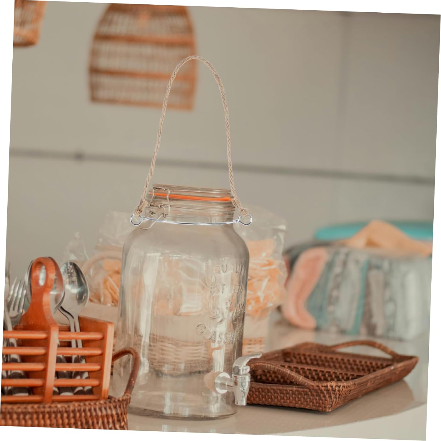 VOSAREA 5PCS Mason Jar Hangers with Rope Handle