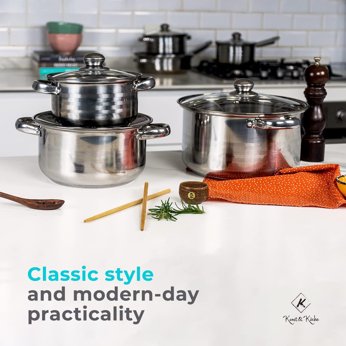 Stainless Steel 12-Piece Cookware Set Ergonomic Design for Professional Use