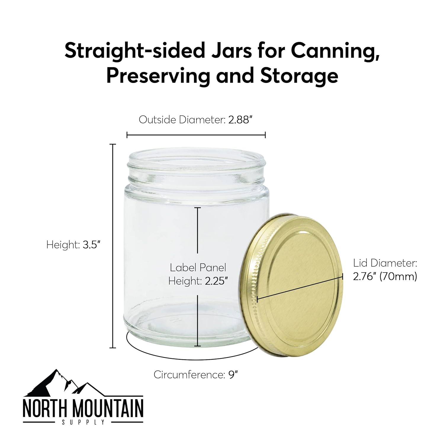 Perfect Mason Jar Canning Set 132 in Case Gold Metal lids 9oz Capacity