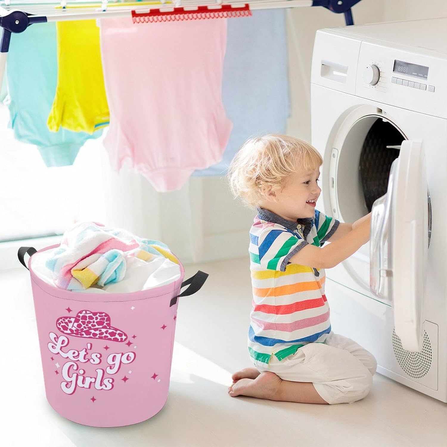 Perfect Size for Kids Pink West Cowgril Laundry Hamper