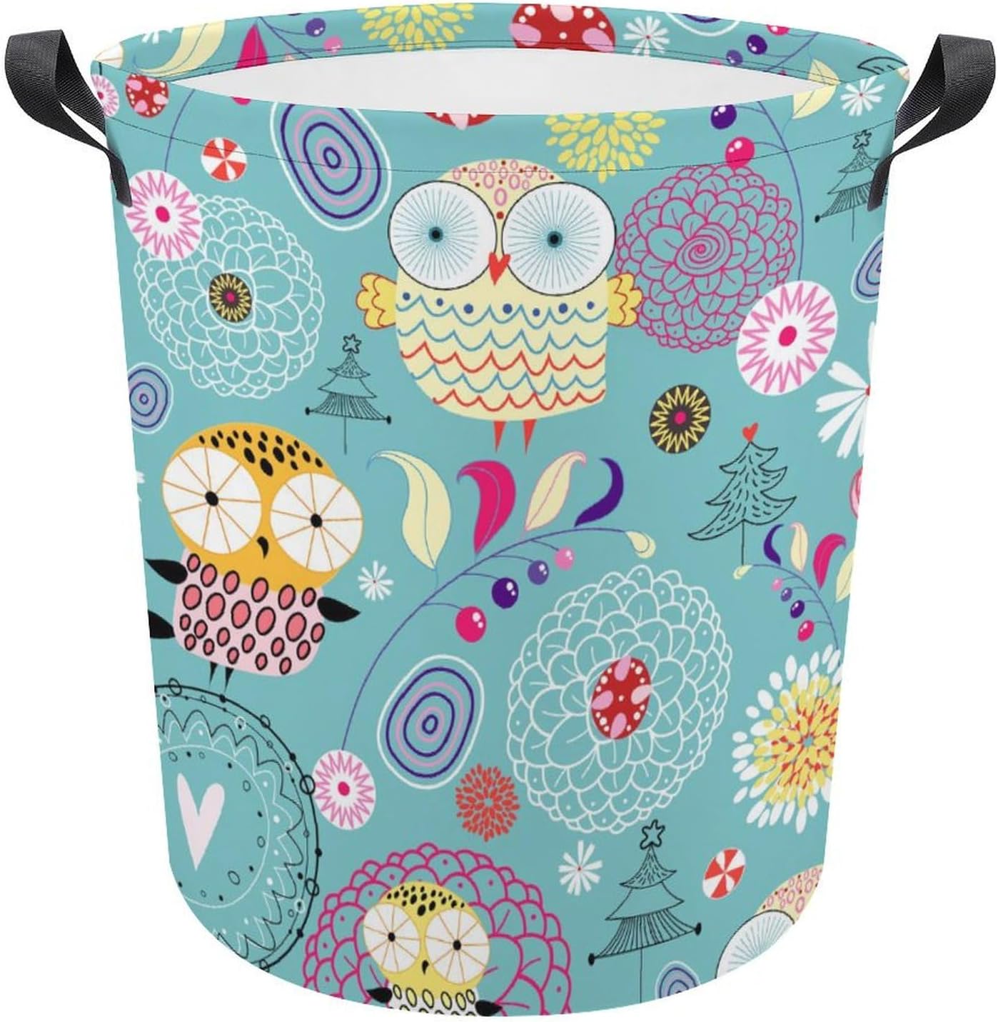 MEIKKO Flower Cute Owls Laundry Hamper