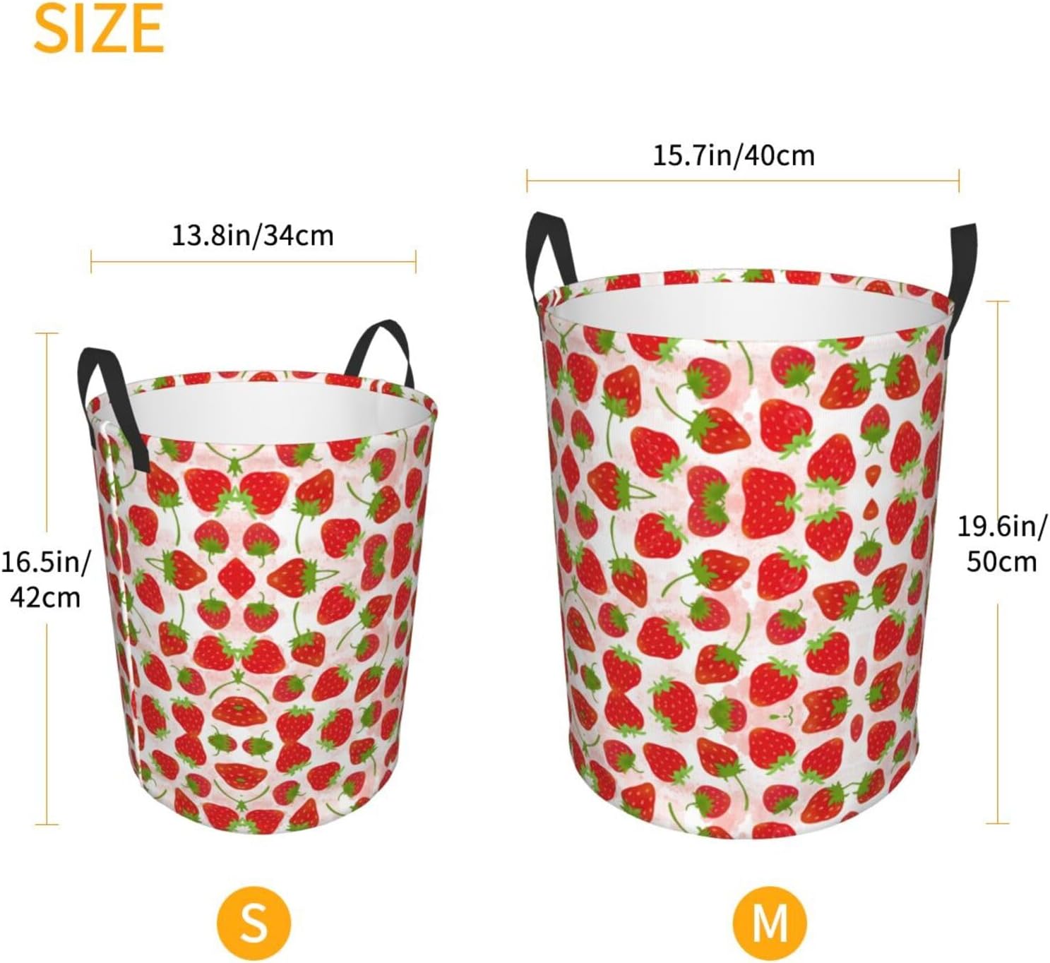 Strawberry Circular Hamper - Medium Storage Basket for Laundry and More