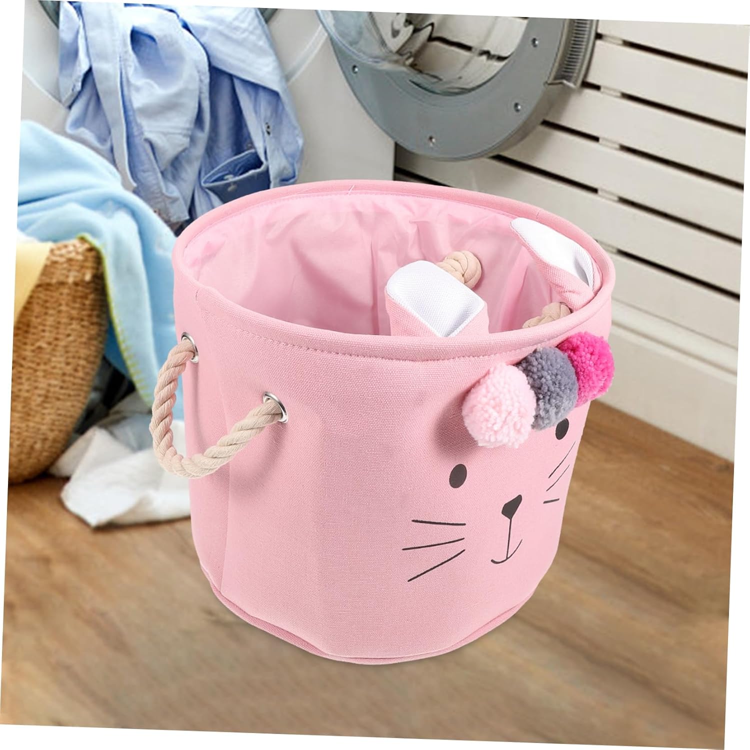 Yardenfun Baby Laundry Hamper with Handle Collapsible Storage Basket for Nursery