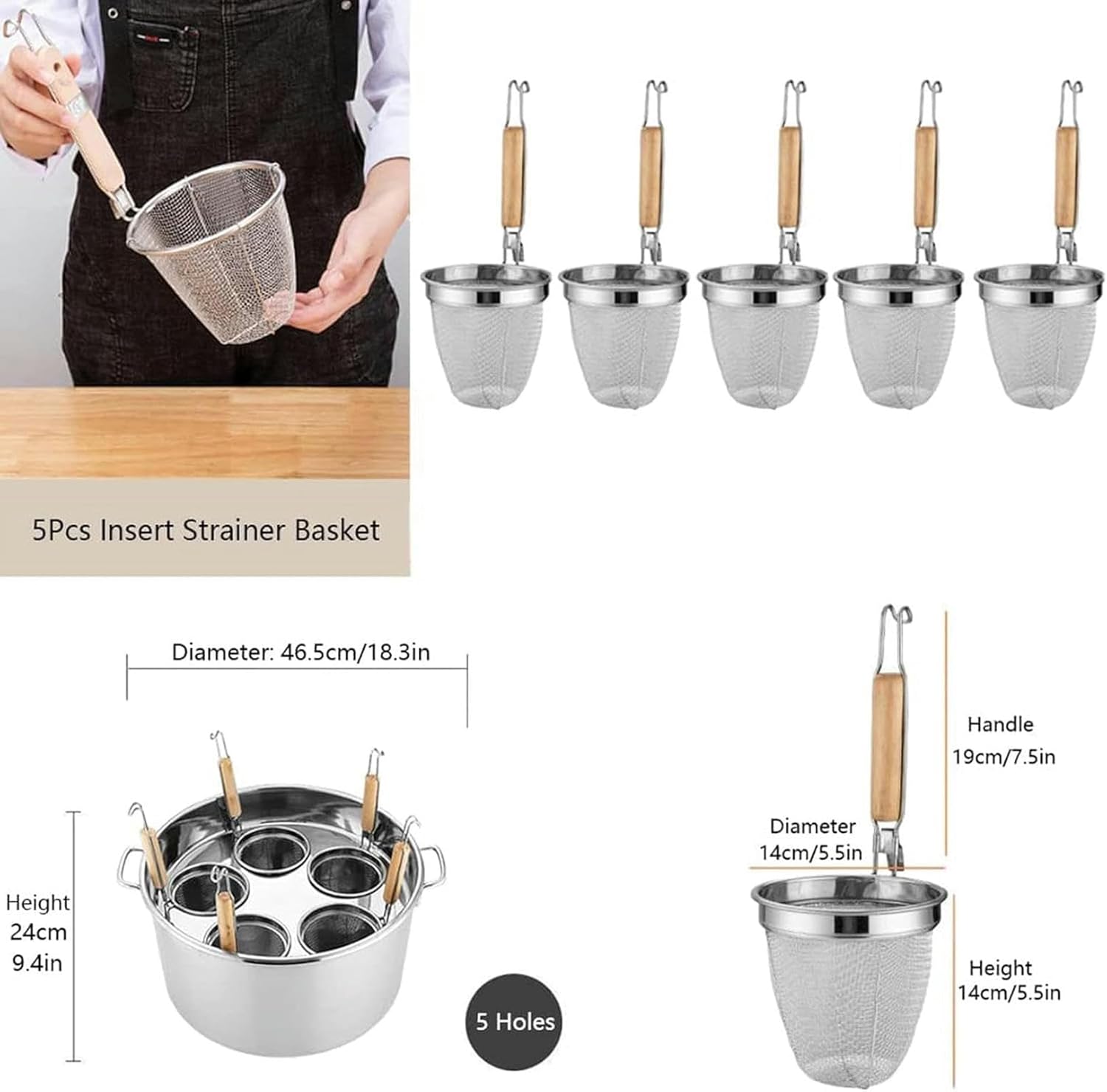 Stainless Steel Pasta Cooker Set Durable Multi-functional Cooking Pot