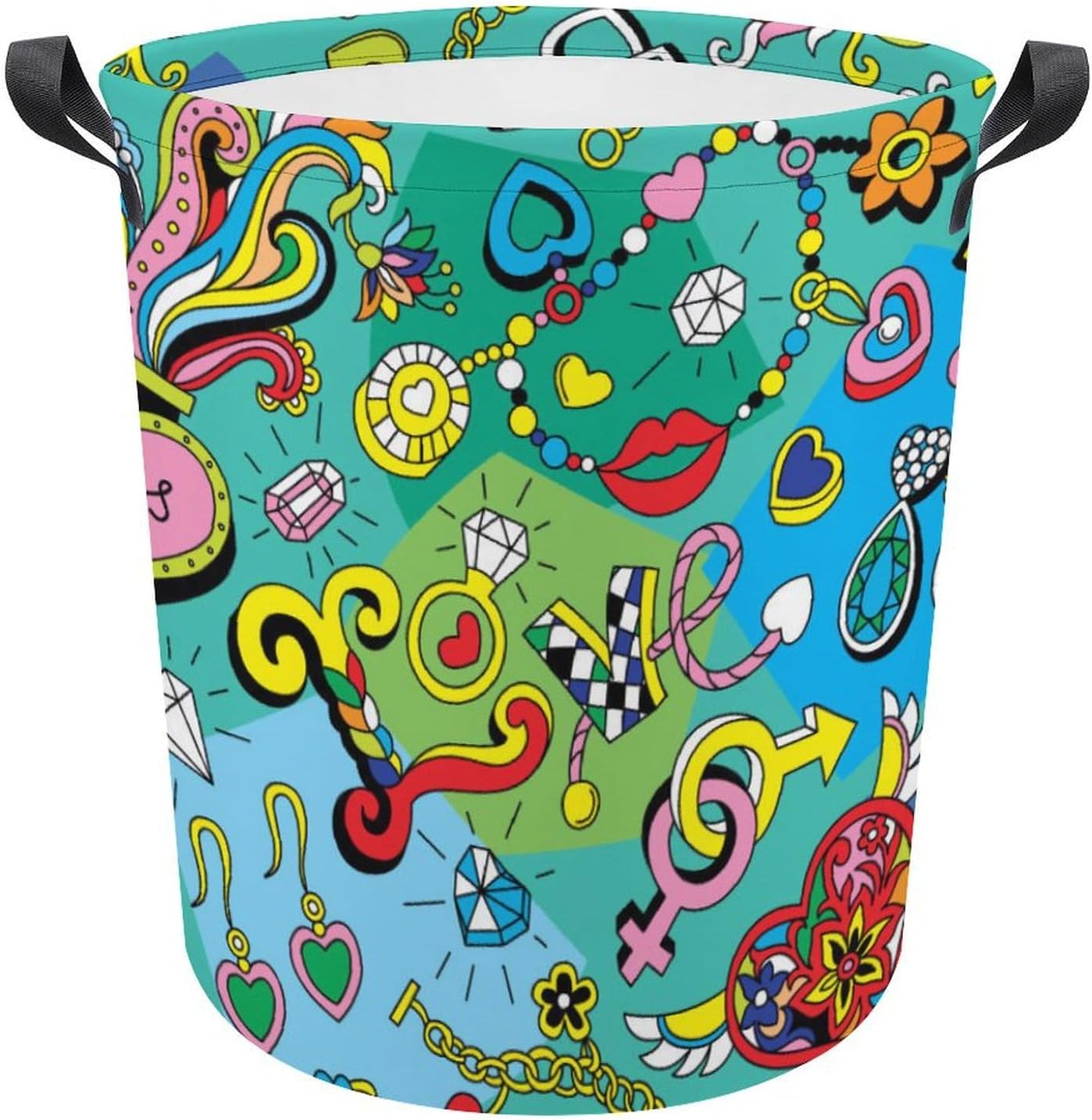 Retro Jewelry Heart Collapsible Laundry Basket