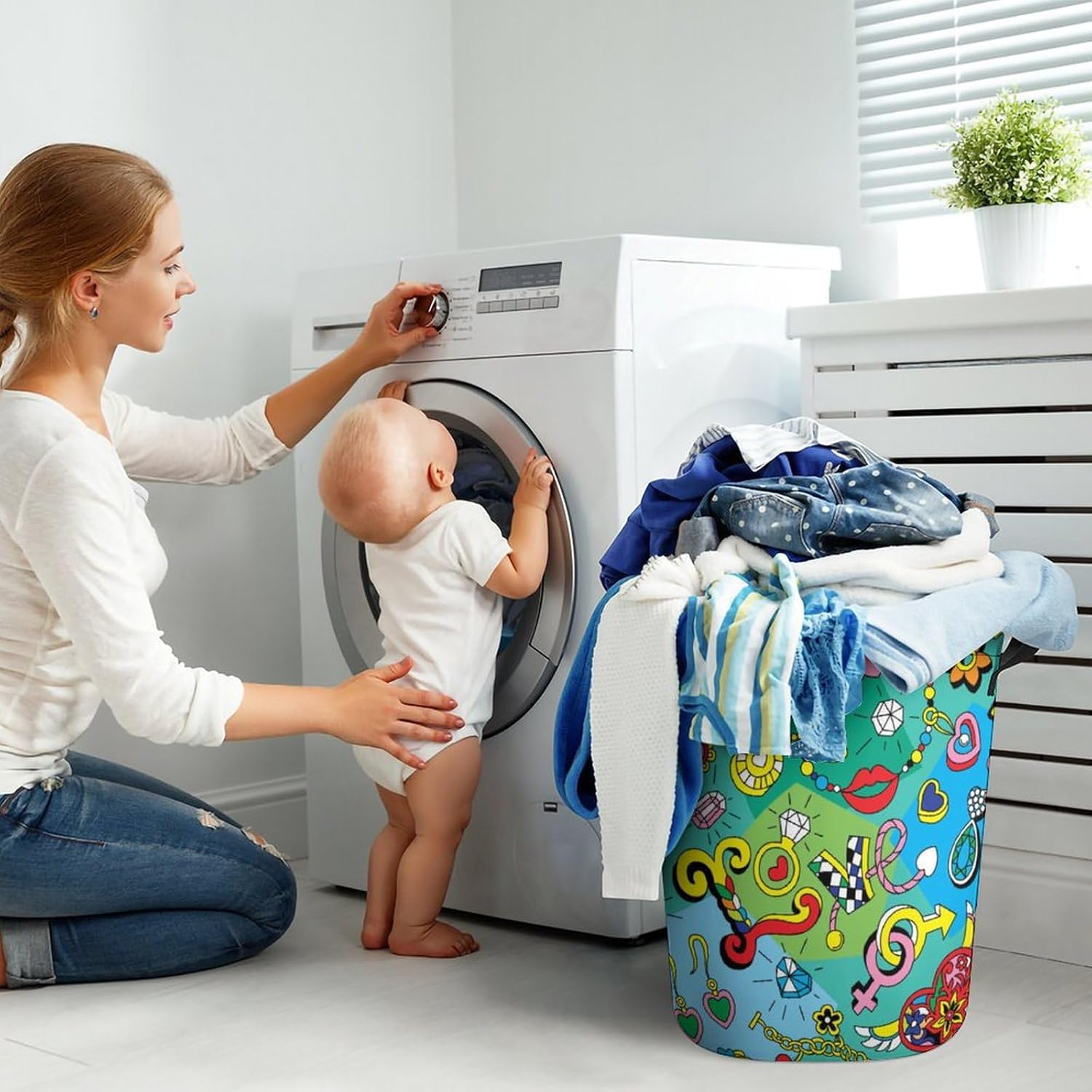 Retro Jewelry Heart Collapsible Laundry Basket